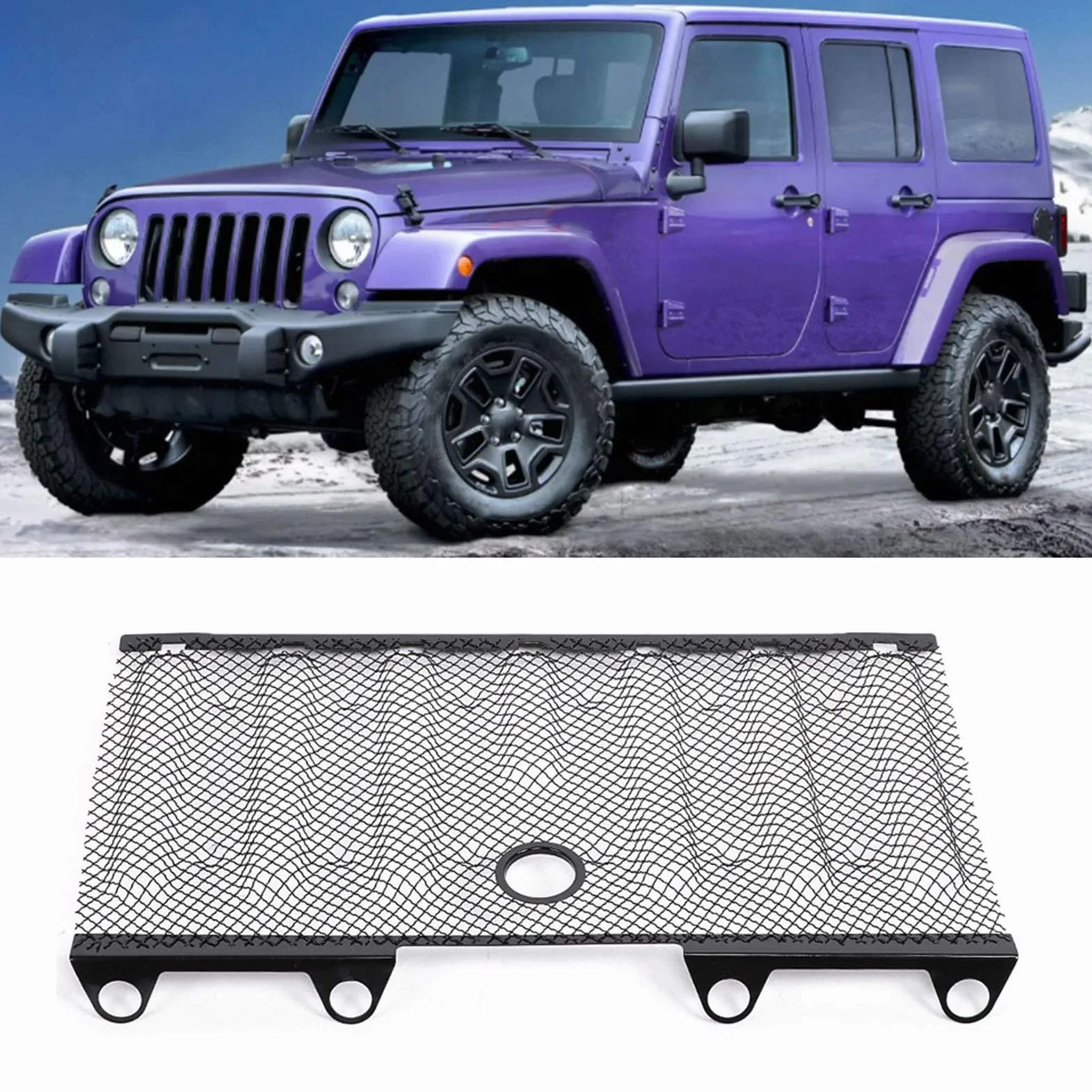 Siatka grilla samochodowego, kratka wentylacyjna maski teksturowany styl nitów czarny dla nieograniczonych 2 i 4 drzwi 2016 + dla Jeep Wrangler JK Amp