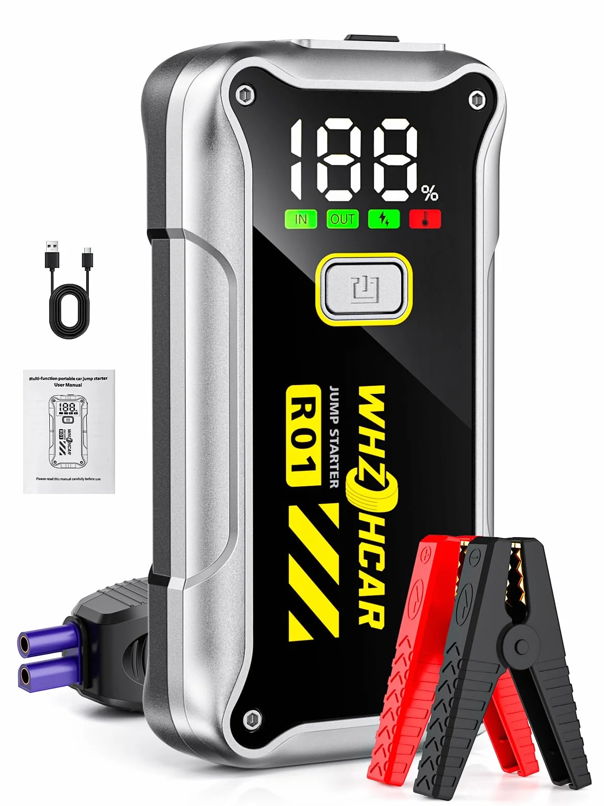 Powerbank rozruchowy 4000 A, przenośny, 12 V (do 9,0 l benzyny lub oleju napędowego 7,5 l) wyświetlacz LCD LED, urządzenie ułatwiające rozruch, akumulator samochodowy, do SUV-ów, motocykli, kosiarek
