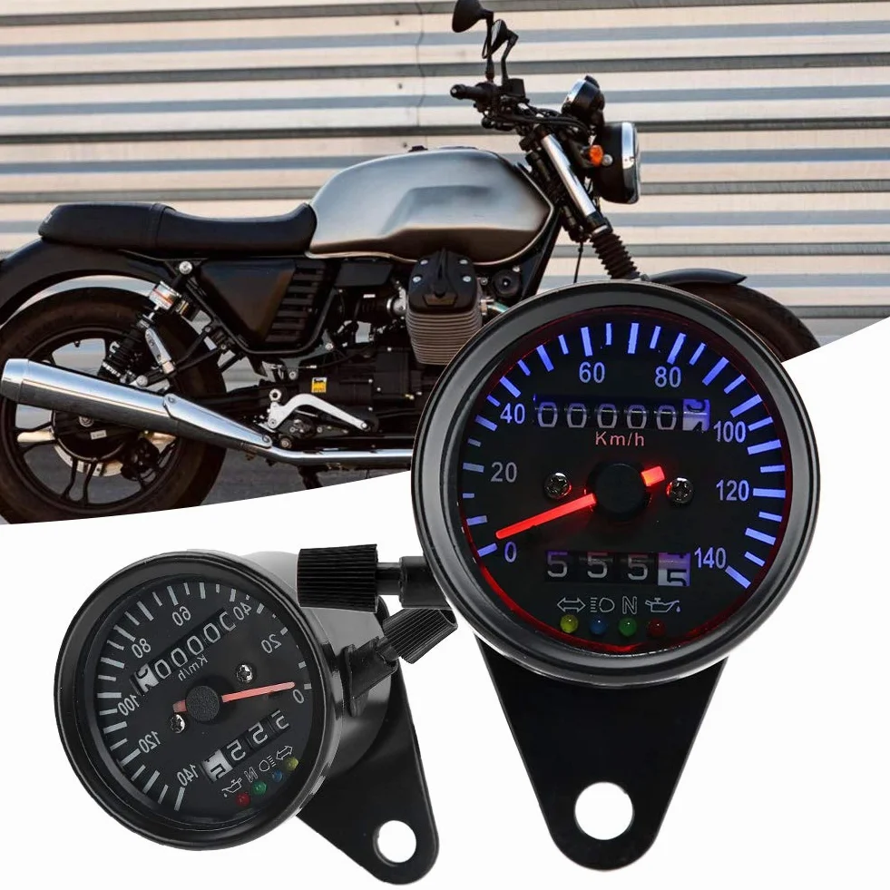Licznik Prędkościomierza Motocyklowy LED 12V Podwójny Zestaw Cafe Racer