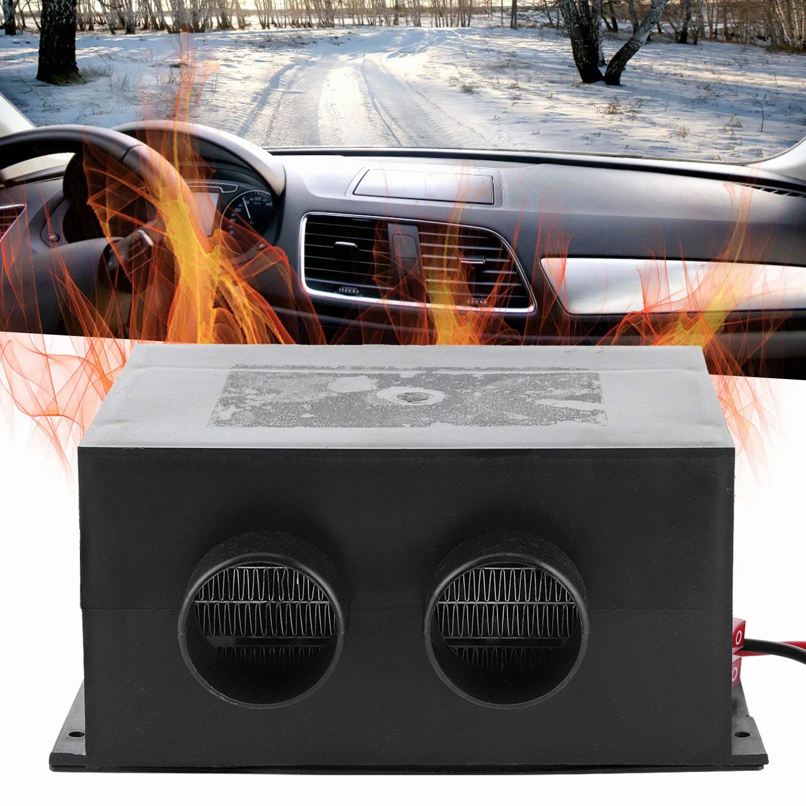 Grzejnik Samochodowy 12V 600W 2 Otwory Przenośny Usuwanie Szronu Uniwersalny
