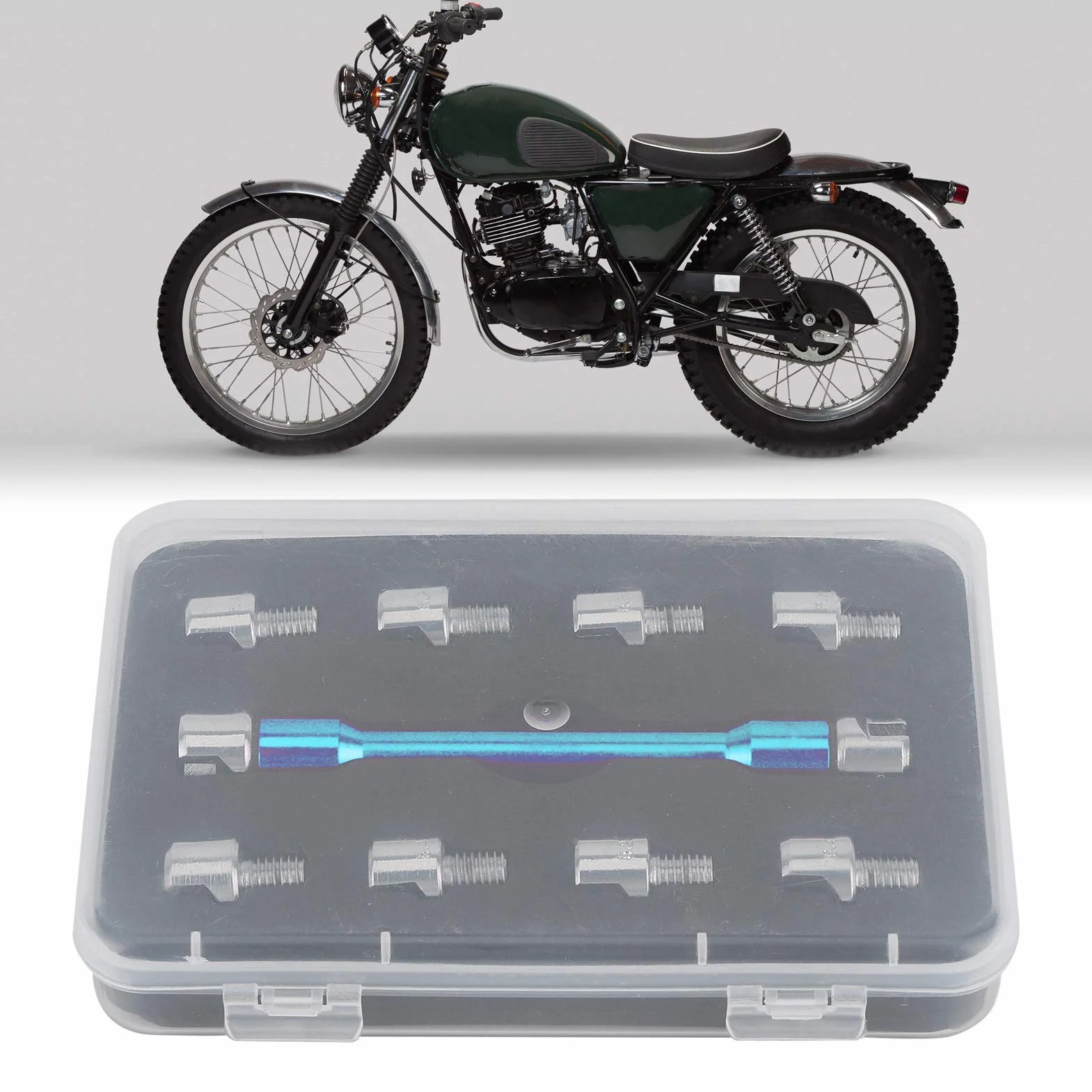 Klucz do szprych motocyklowych, klucz do szprych motocyklowych Zestaw kluczy CNC 5,0-6,8 Długość 93 mm / 3,7 cala do większości motocykli (niebieski)