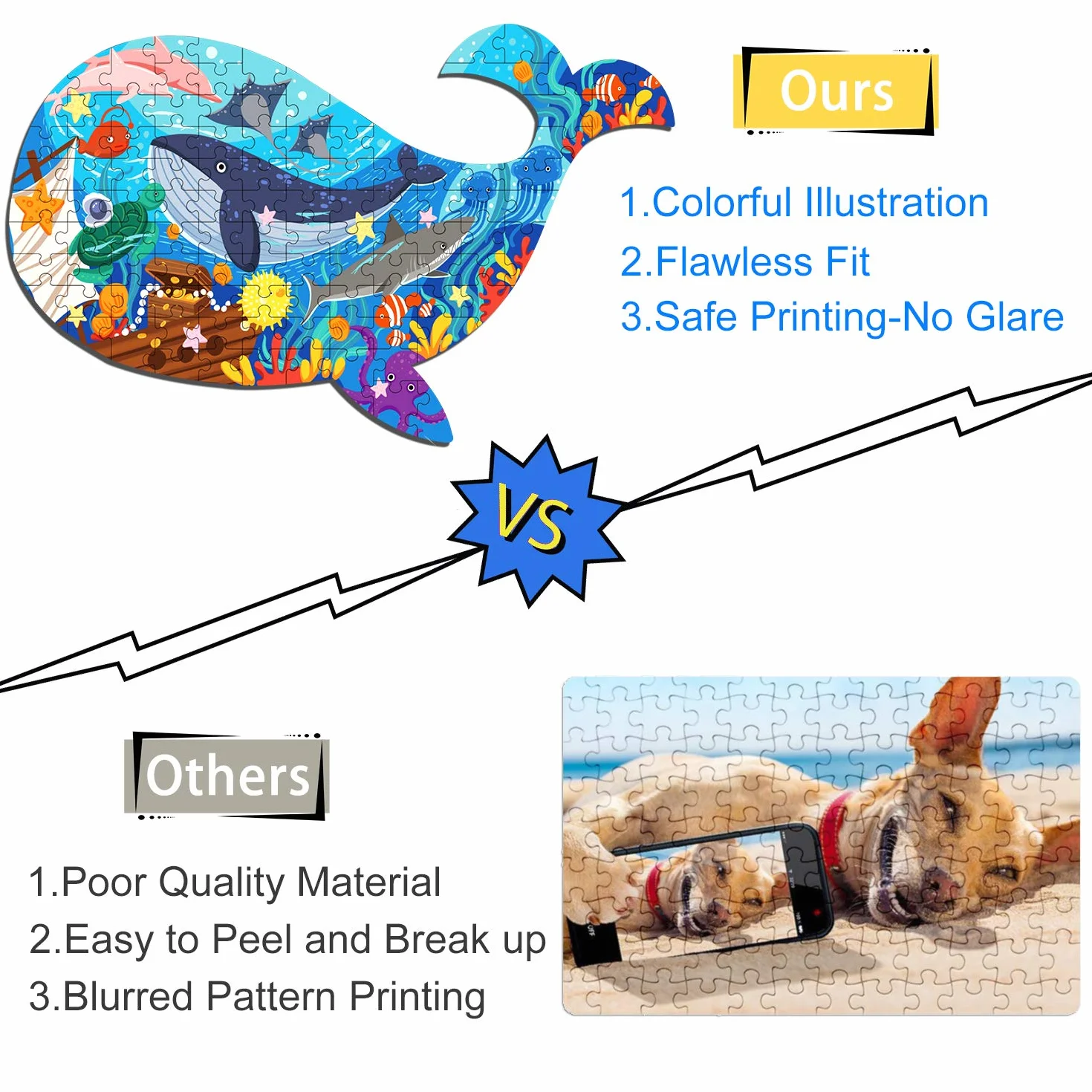Ocean World Whale Jigsaw Puzzle dla dzieci, 108 element贸w Puzzle z du偶ymi elementami dla dzieci w wieku 4 5 6 7 8 9 10 lat