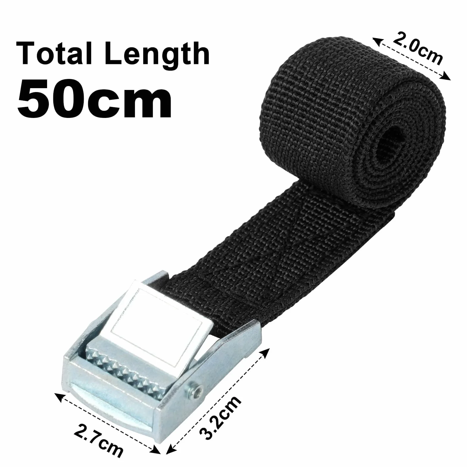 Pasy mocujące z klamrą 500 kg 0,5 m x 2 cm czarne 10 szt.