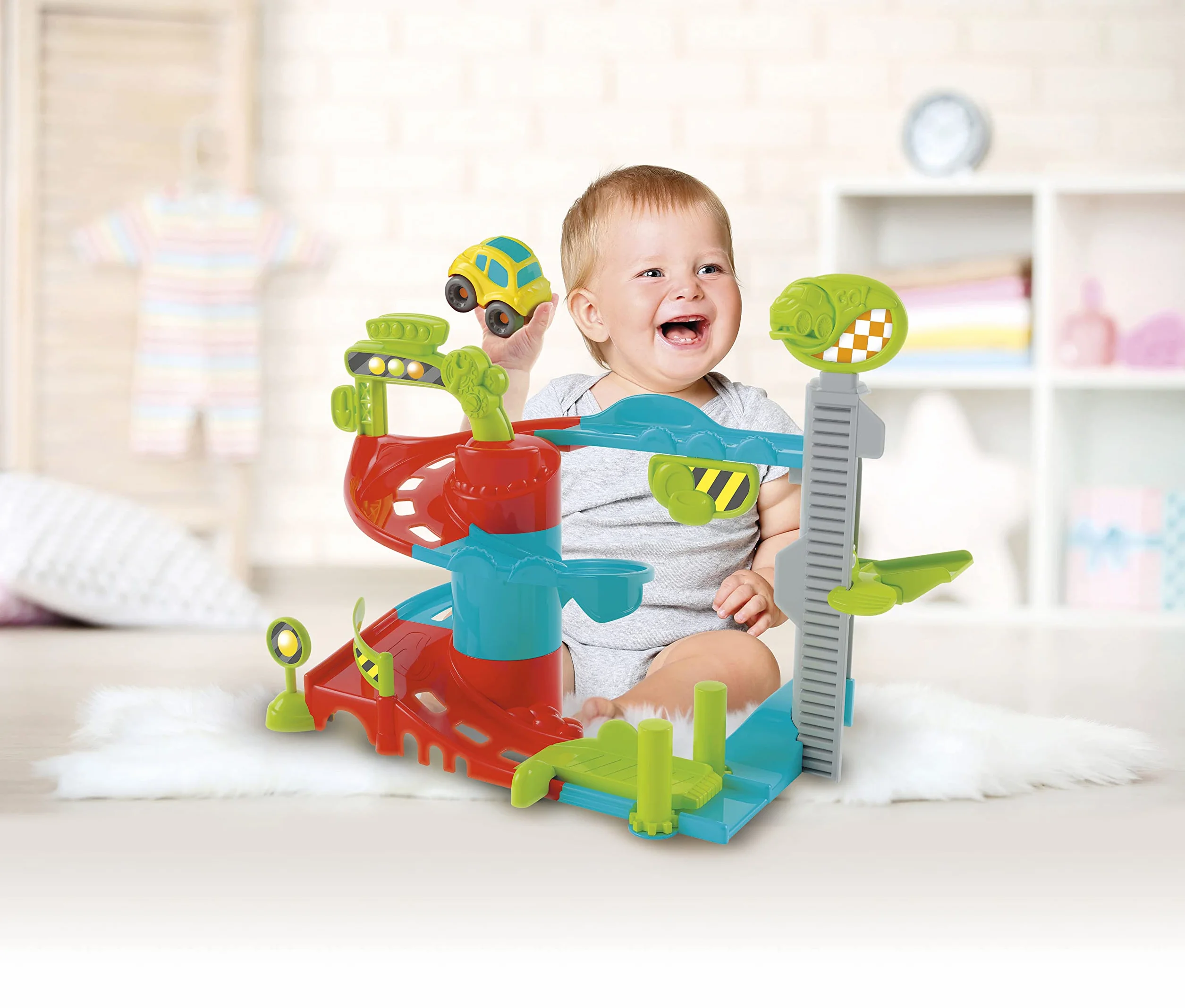 Clementoni - Fun Garage Baby Track zestaw do zabawy, wielokolorowy, 17404