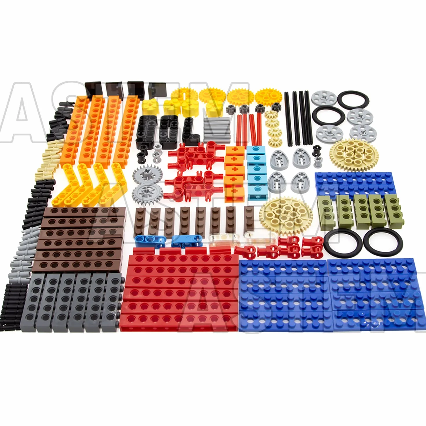 ASTEM 183PCS Zestaw kół zębatych i osi do części Technic Kompatybilny z częściami Technic głównych marek, osie, sworznie, ramię podnośnika, złącza do zestawu klocków Technic (losowy kolor)