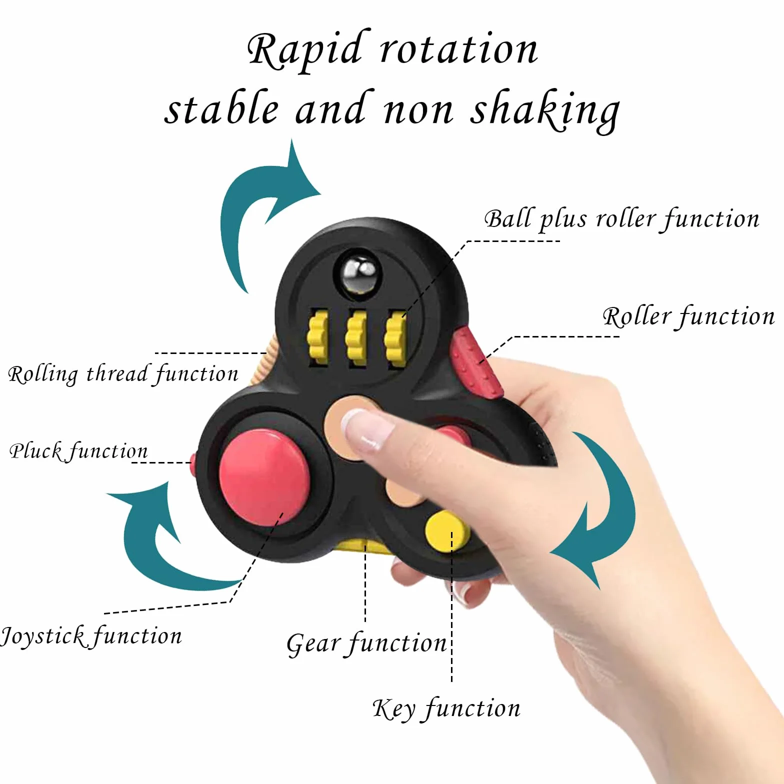 Fidget Cube zestaw 3 zabawek antystresowych, redukujące stres w przypadku nerwowości, obrotowa kula orbitowa do interaktywnych zabawek, kontroler, ADD, ADHD, autyzm, dla dzieci z autyzmem ADD, ADHD,
