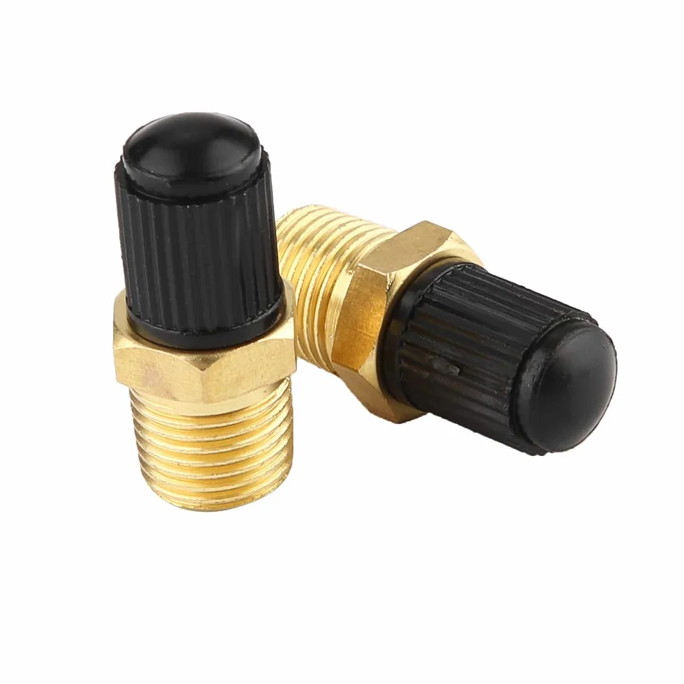 Zawór sprężarki powietrza-Duokon 2 szt. 1/8 "zawór NPT MPT, mosiężny automatyczny zawór napełniania zbiornika do samochodu (czarny + złoty)