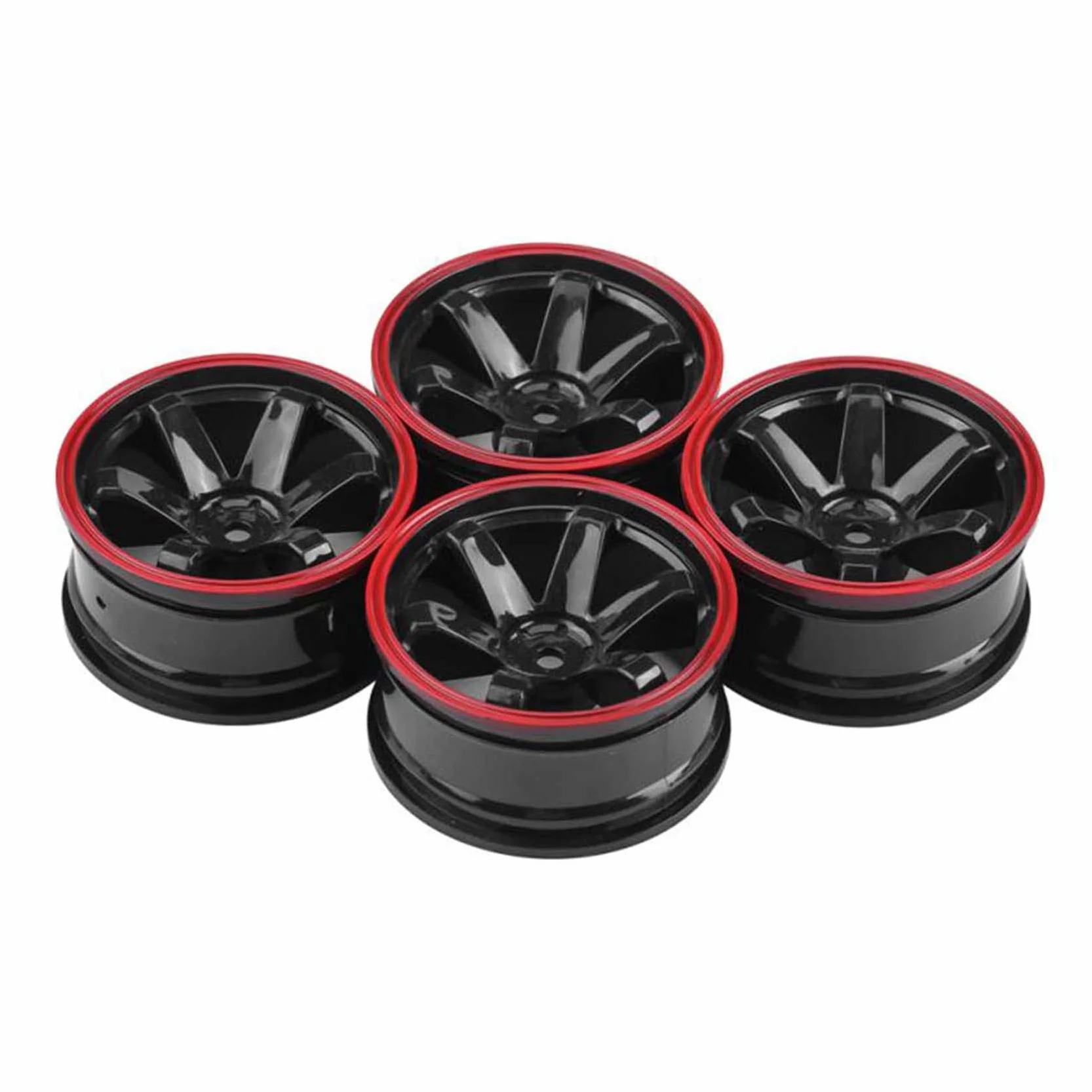 KEEDA Felgi z tworzywa sztucznego, średnica 52 mm, do samochodu 1/10 RC On Road, samochód wycieczkowy Drift Auto (czarny i czerwony)