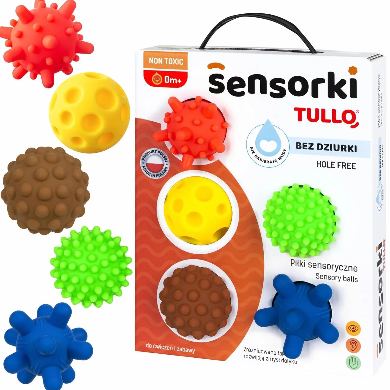 TULLO Sensorki Piłki sensoryczne bez dziurki, 5szt