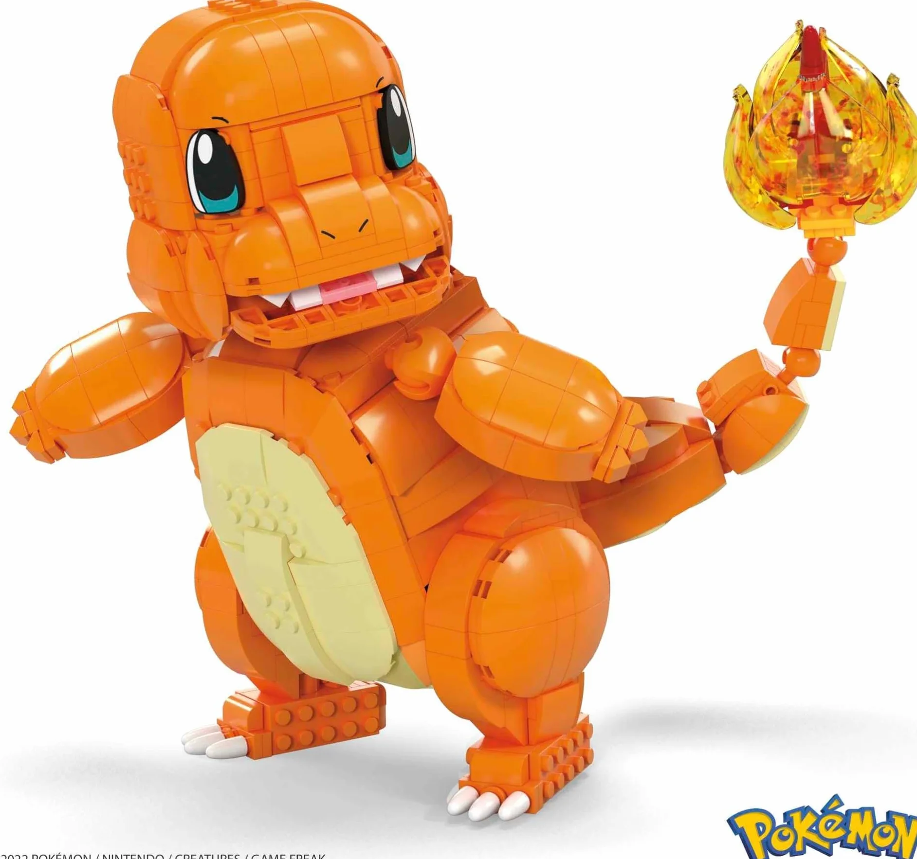 MEGA Pokémon Duża figurka Charmander, zestaw konstrukcyjny z 750 elementami i Pokéballem, zestaw prezentowy dla dzieci od 10 roku życia, HHL13