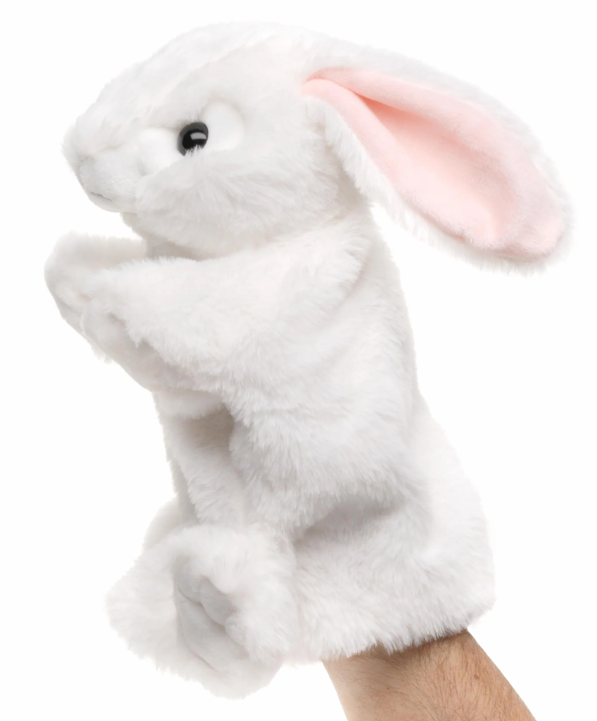 Uni-Toys - pacynka zając (biały) - 24 cm (wysokość) - pluszowa lalka, królik - pluszowa zabawka, przytulanka