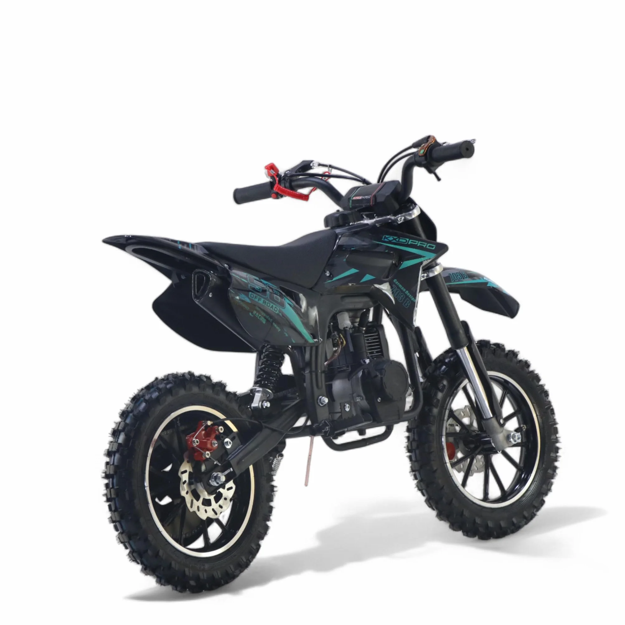 KXD 701A/706A/708A/703A /705 49 cm³ 2/4-suwowy Dirtbike Pocket Dirtbike Motocrossbike Motocross Motorrad Cross 49 cm³ silnik dirt bike Pocketbike (turkusowy, KXD 703B 4-suwowy 49 cm³ PullStarter
