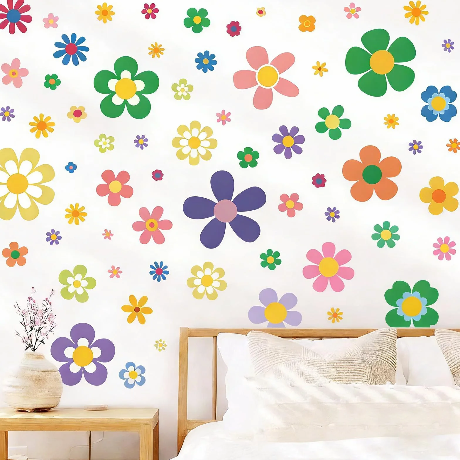 Naklejki samochodowe Hippie Design Duże Kwiaty Wodoodporne Samoprzylepne Winylowe 88 szt.