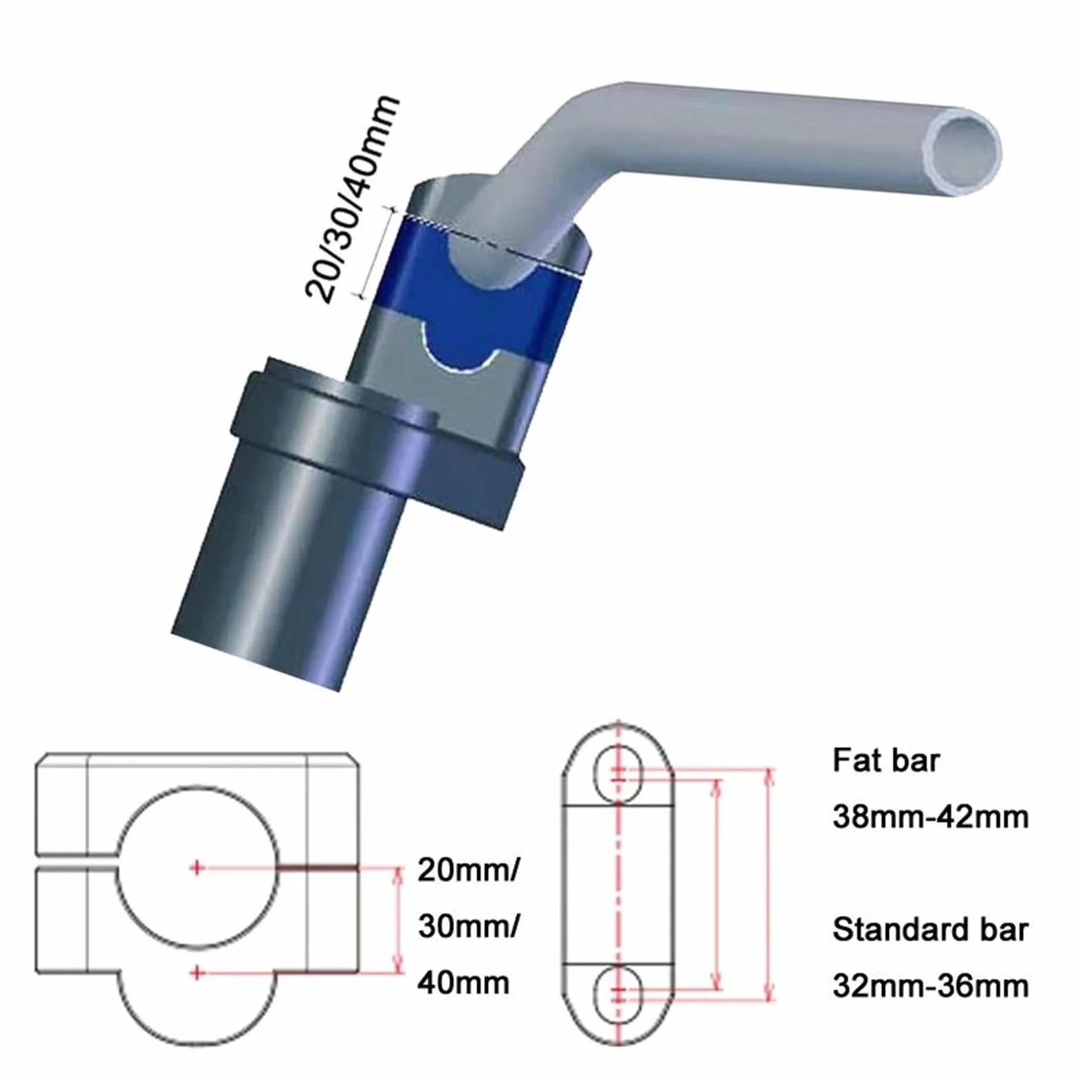 Podwyższenie Kierownicy YAMA&HA TDM 850 MT-03 MT-25 MT-15 YZ125 250 SR400 XSR125 22mm 7/8" Fat Riser 40mm