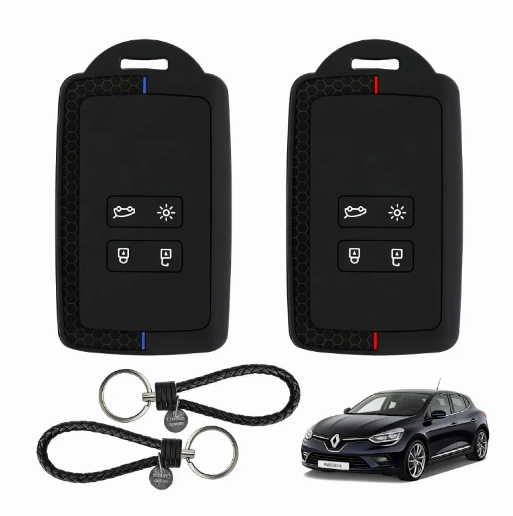 2 sztuki etui na klucze samochodowe Kompatybilne z Renault Clio Megane Kadjar Captur Koleos Kangoo Talisman Duster Twingo Espace, etui z TPU na klucze 4 przyciski z zawieszką