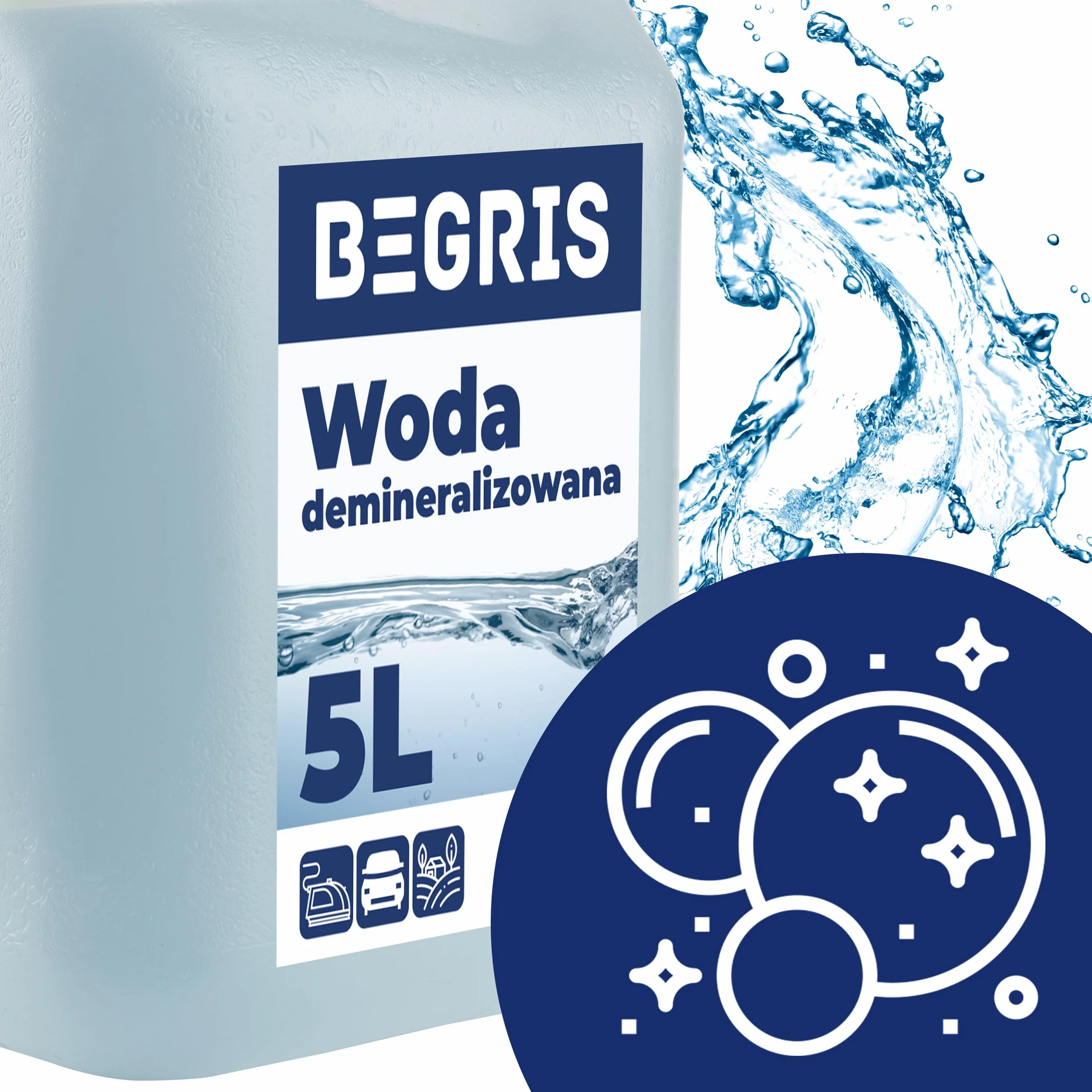Woda destylowana Demineralizowana 5L Wysoka Jakość Woda Destylowana Do Akwarium, Żelazka, Myjek Woda Pozbawiona Obcych Jonów