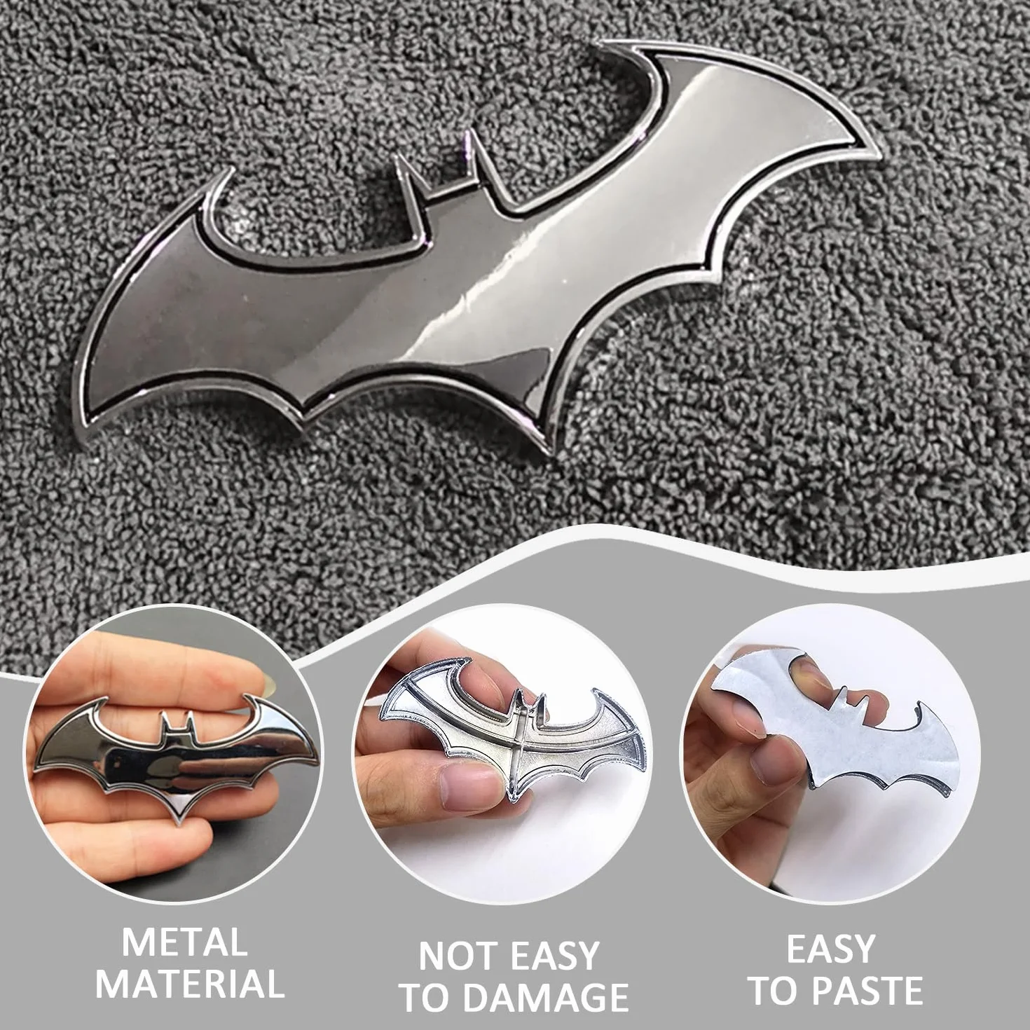 Naklejki samochodowe Batmobil Elees metalowe srebrny czarny