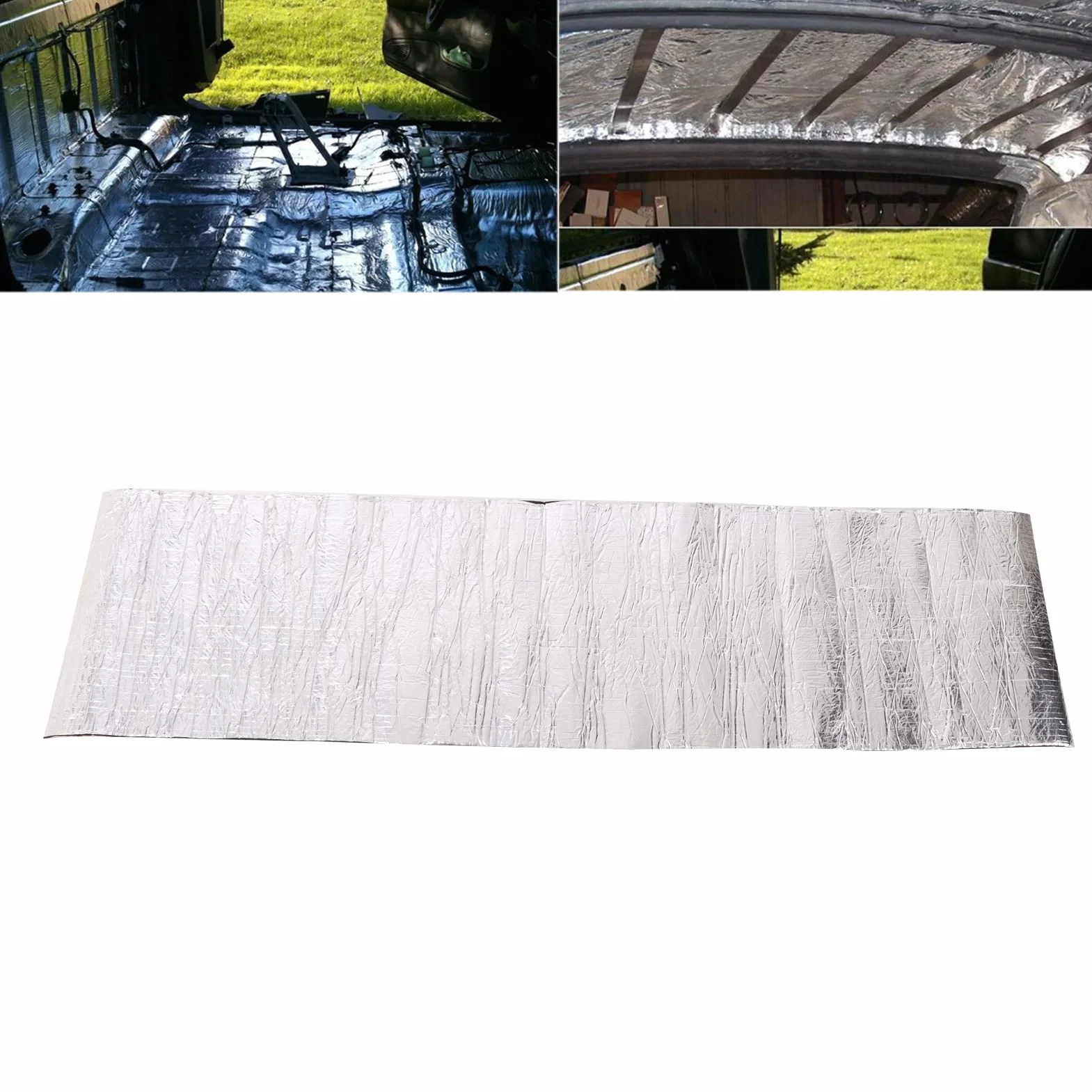 Mata Izolacyjna Wygłuszająca Dźwięk Samochodu 200x50 cm 10 mm Srebrna Redukcja Hałasu Izolacja Cieplna z Klejem