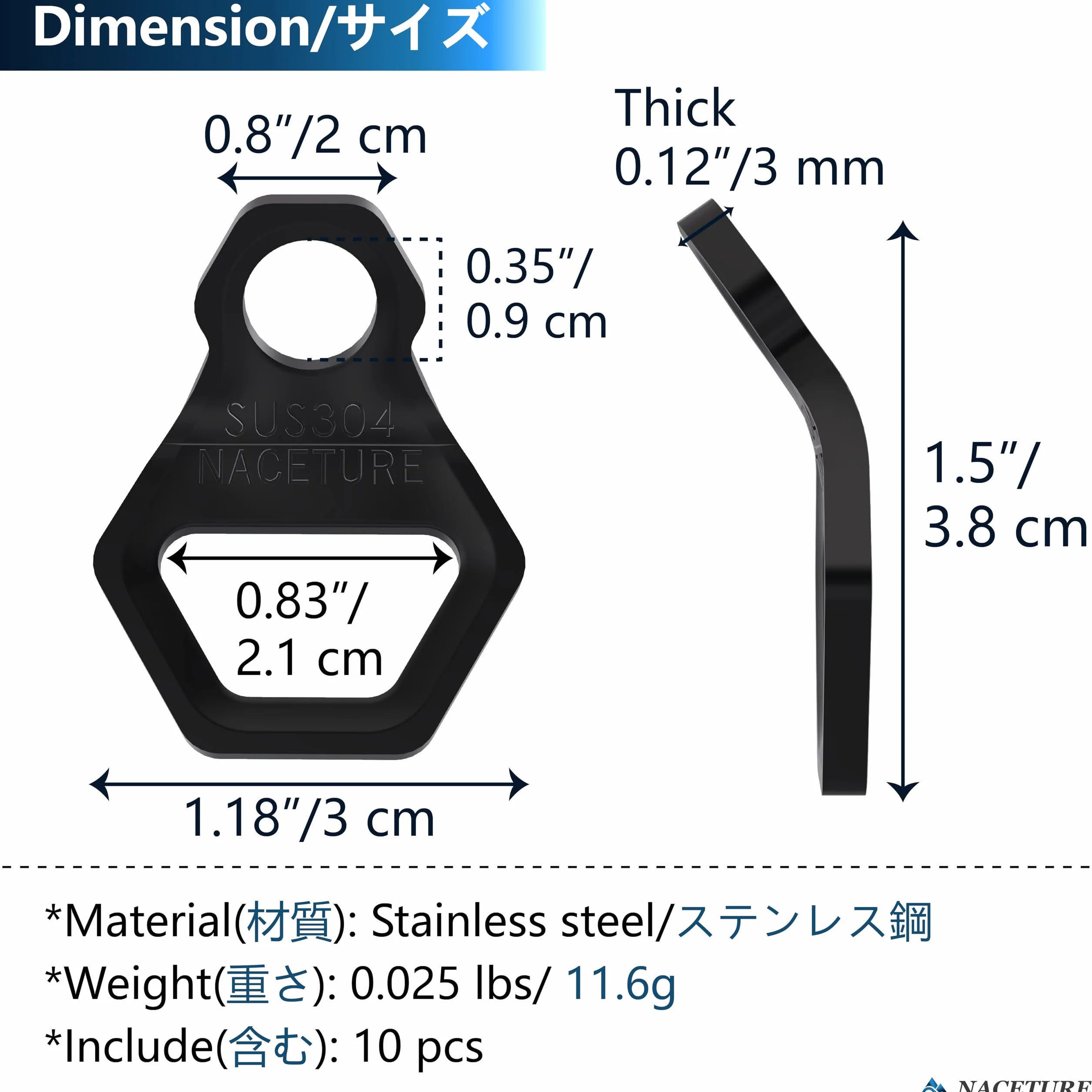 NACETURE Haki mocujące kotwice 10 szt
