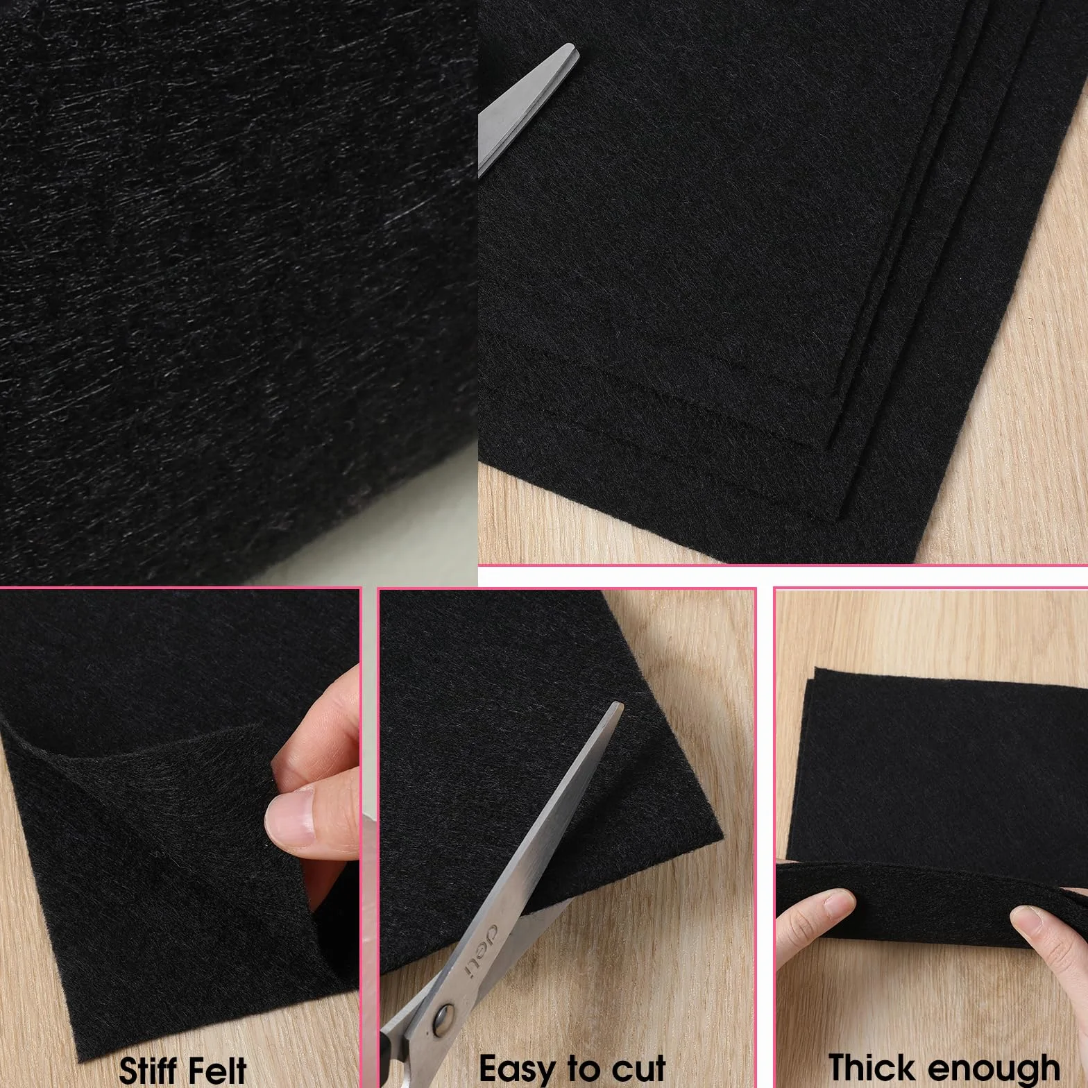 CIATBYYJ 10 sztuk filcu do majsterkowania, czarny filc, ręcznie obsługiwane, filcowe arkusze do dekoracji DIY i imprez dla dzieci (20 x 30 cm)