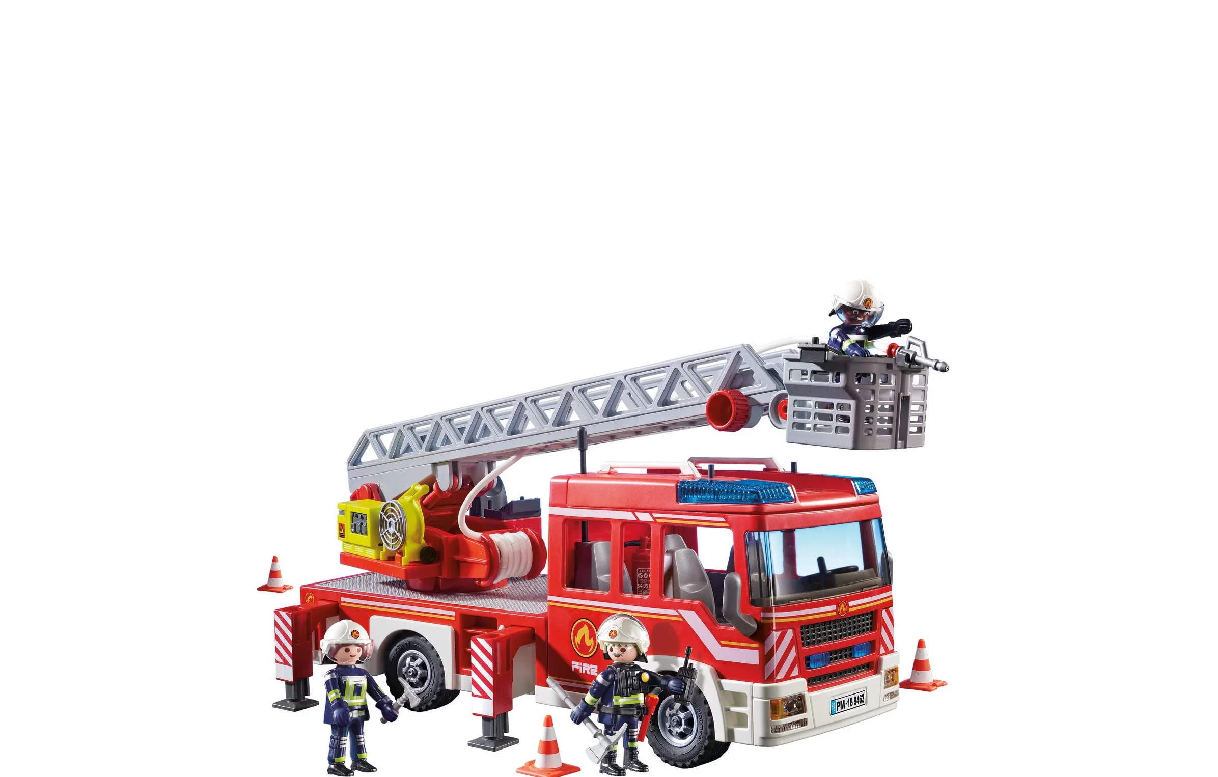 PLAYMOBIL City Action 9463 Samochód strażacki z drabiną, z drabinką i możliwością połączenia z modułem zdalnego sterowania RC, od 4 lat