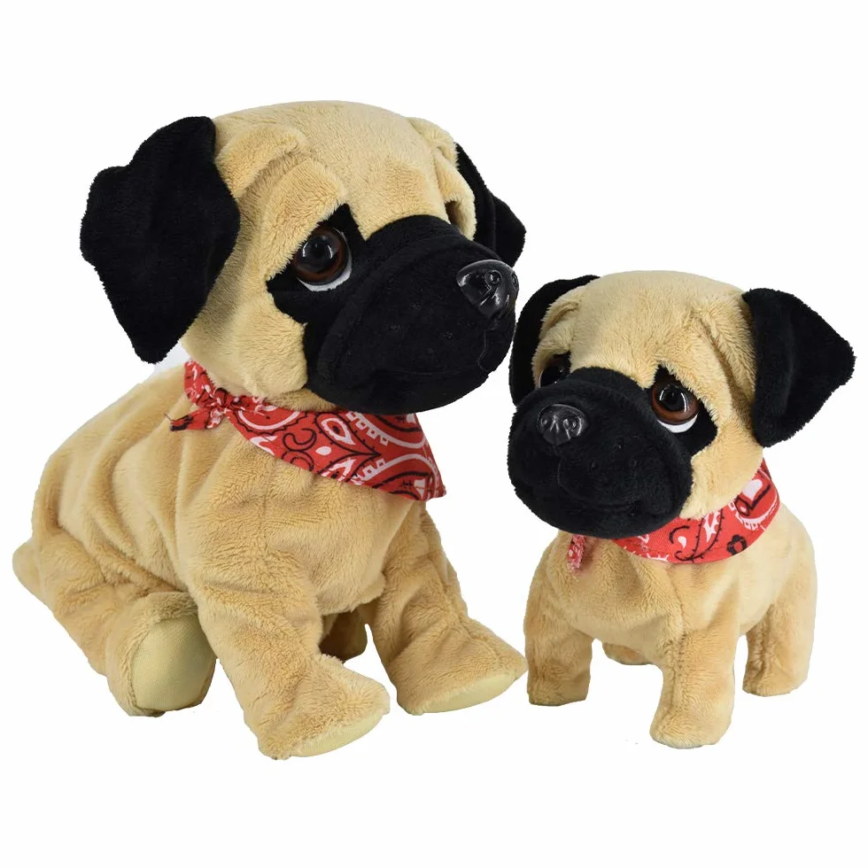 WEofferwhatYOUwant Mops Daddy & Mops Puppy - pluszowe elektroniczne zabawki psy - dotyk i dźwięk, gra sztuczki, szczeka i przytulania. Ciesz się wspólnymi mopsami. Wiek 18 miesięcy i starszych