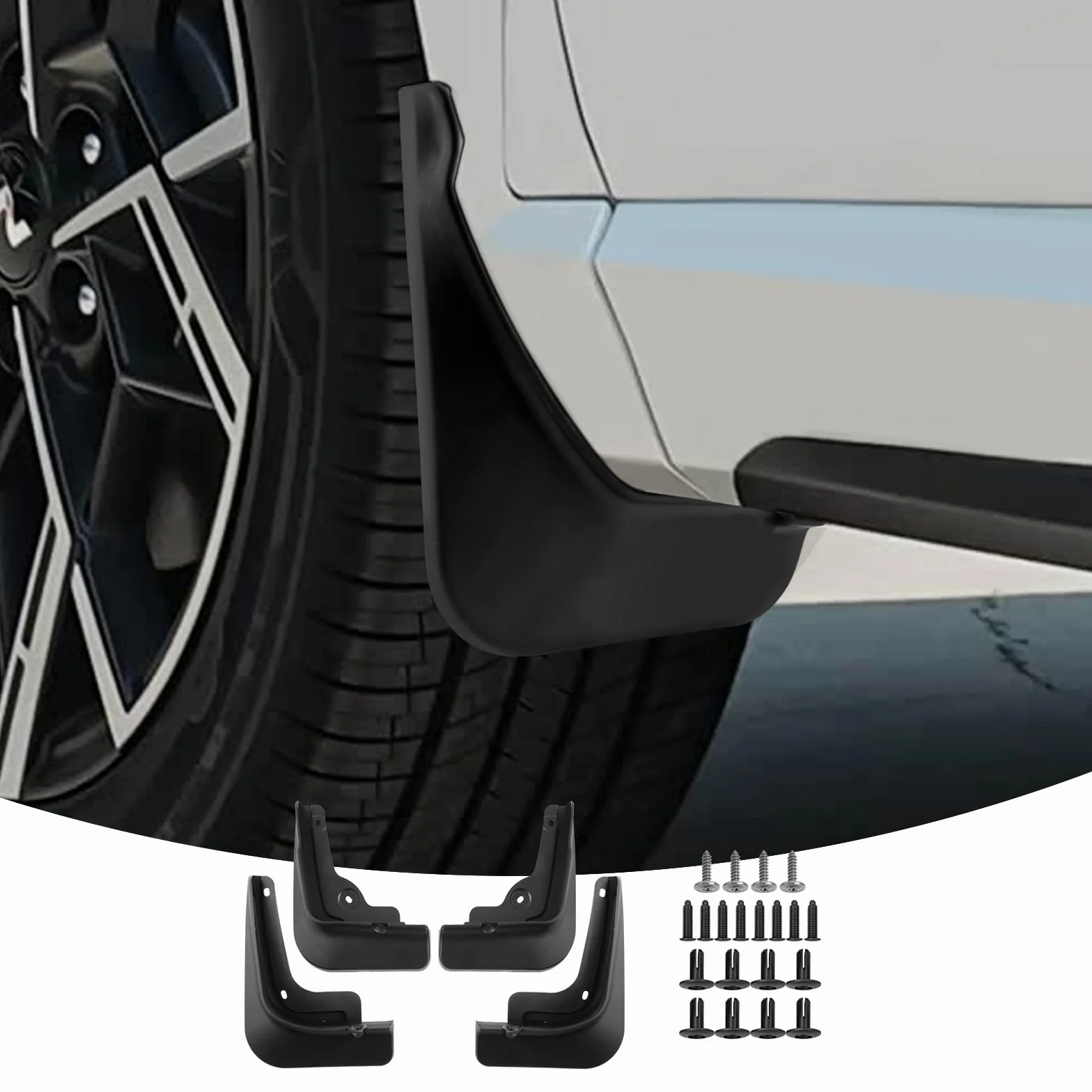 Chlapacze dla Hyundai Tucson NX4 2025 2026, Błotniki Przednie i Tylne ze Śrubami Montażowymi, Błotniki na Każdą Pogodę Akcesoria Nie Wymaga Wiercenia [4 Sztuki]