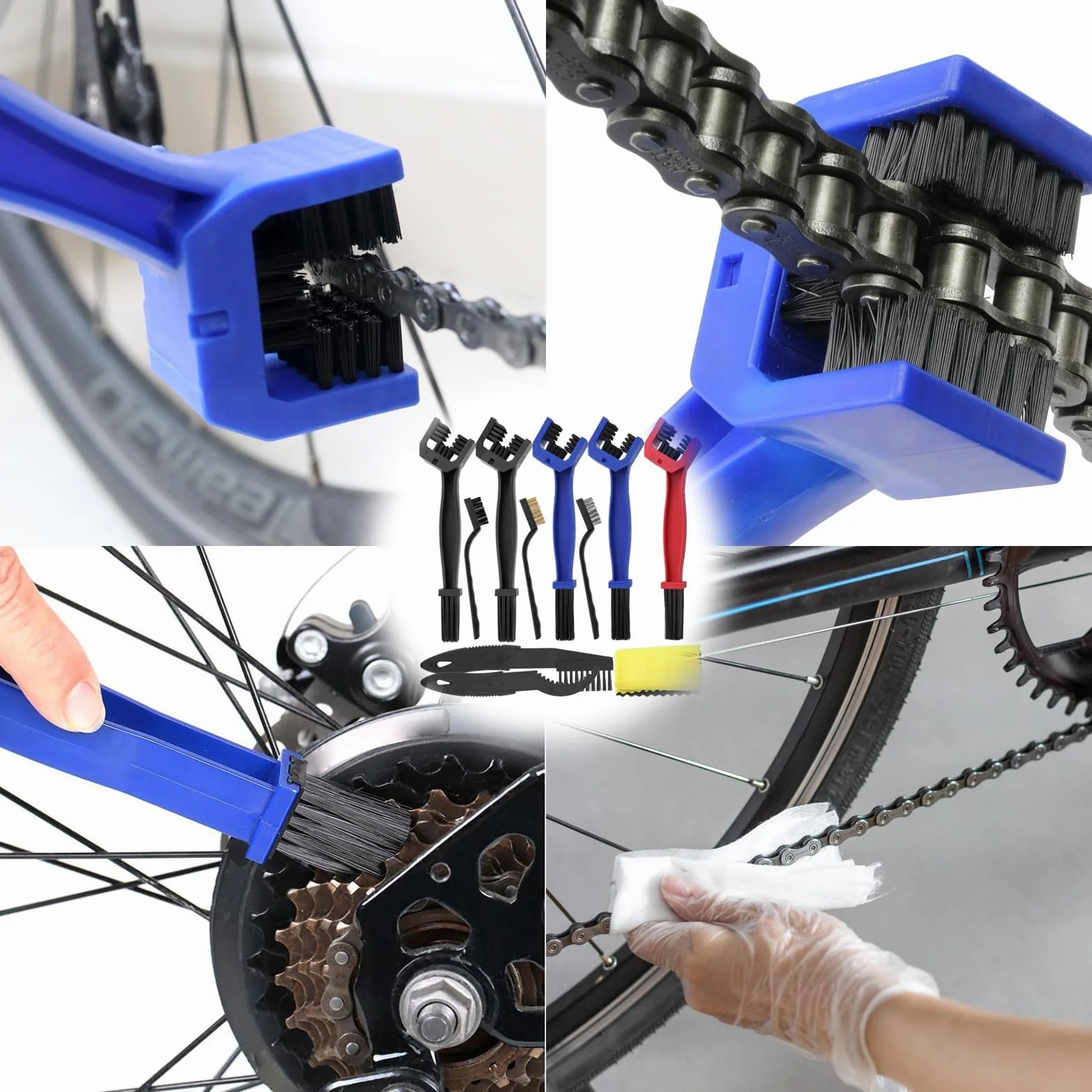 11 sztuk szczotek do czyszczenia łańcuchów, szczotka do łańcucha, motocykla, szczotka do czyszczenia łańcuchów, zestaw do czyszczenia łańcuchów, zestaw do czyszczenia łańcuchów motocyklowych, szczotka