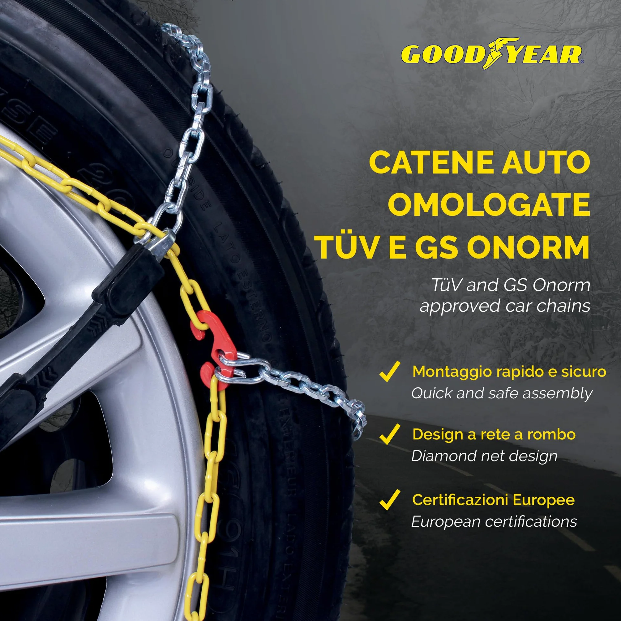Goodyear Catene da Neve G9 9 mm Omologate TUV GS Onorm Misura 090