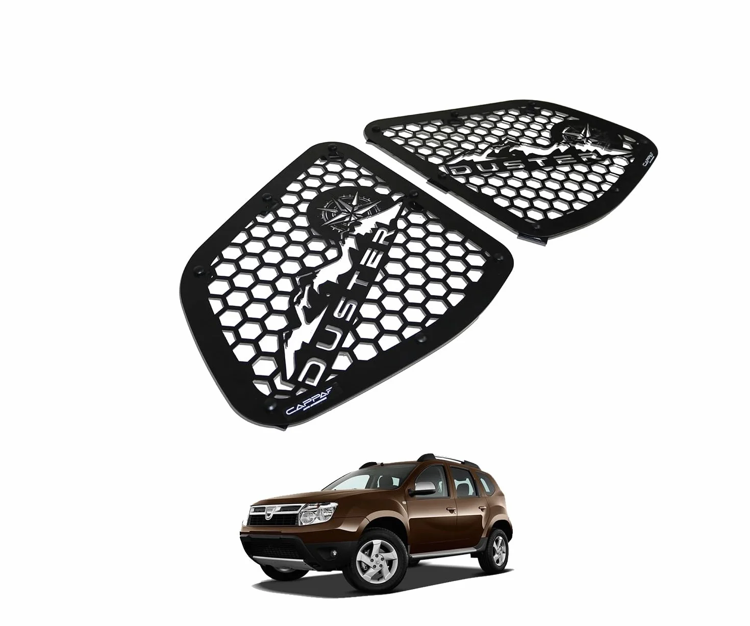 Metalowe osłony motylkowe 2-pak czarne do Dacia Duster 2010-2017