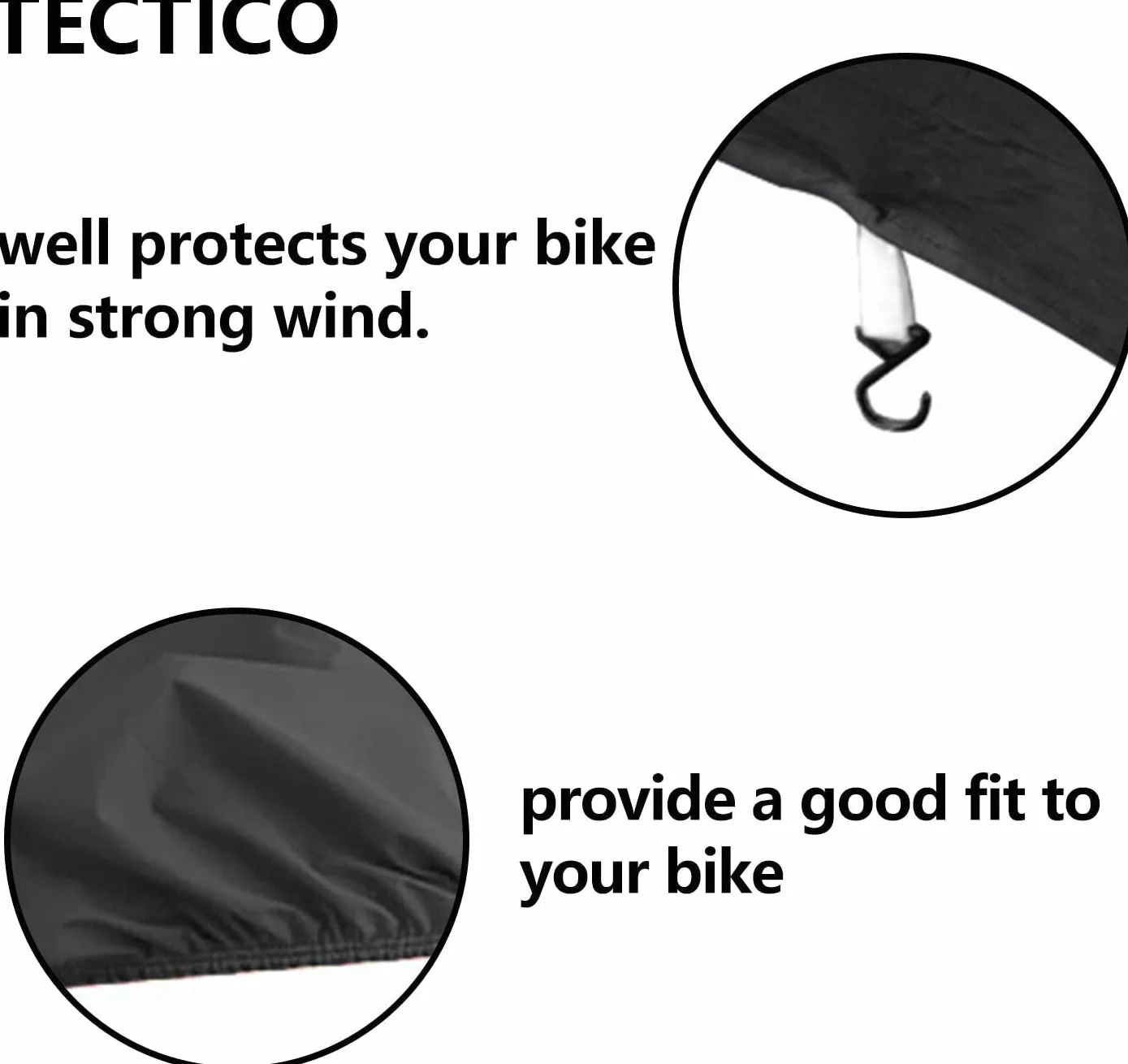 TECTICO Pokrowiec na motocykl elastyczny oddychający XL 228 x 91 x 124 cm czarny
