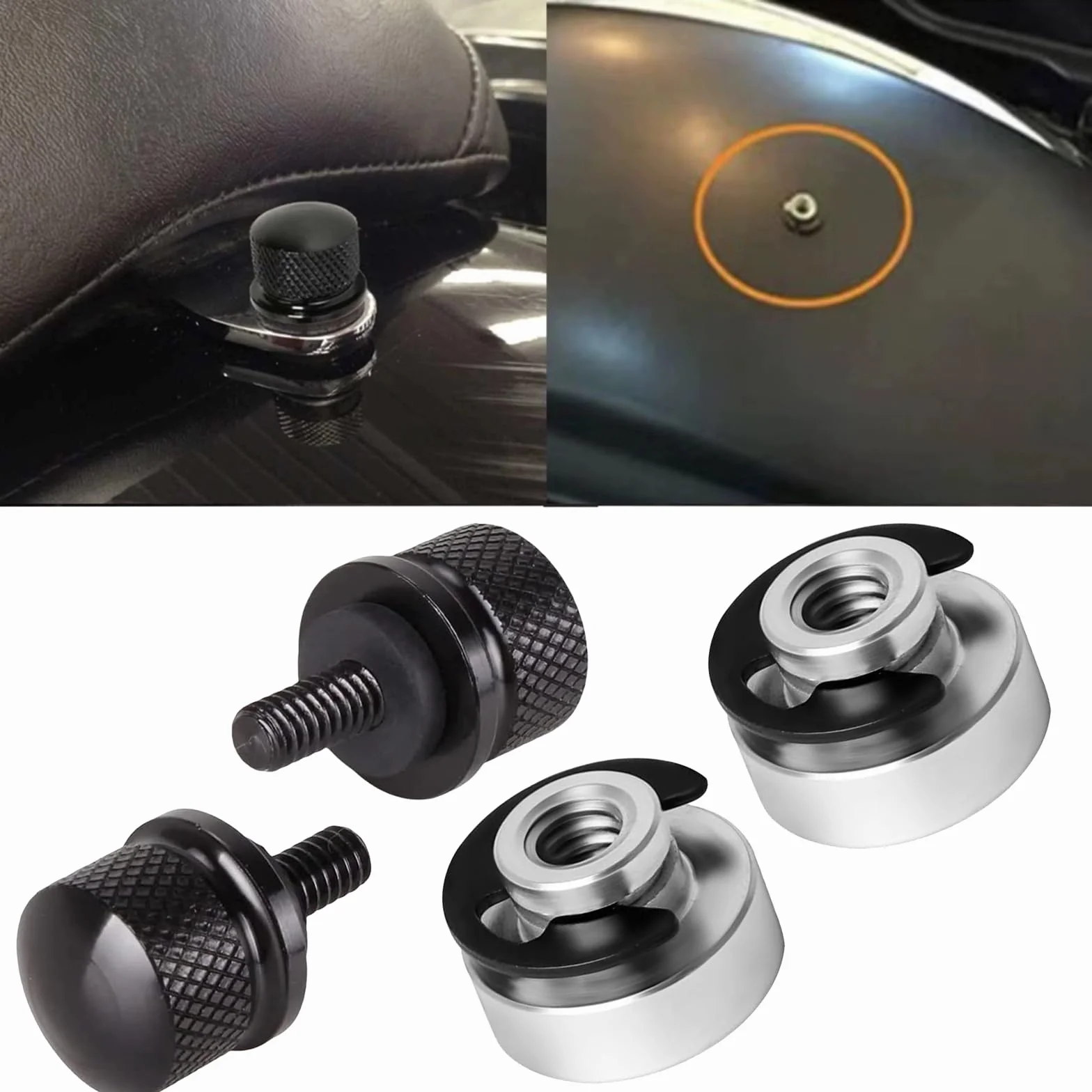 2 zestawy aluminiowe śrub do siodeł motocyklowych, śruba do siodła Harley, zestaw śrub i nakrętek do mocowania, zestaw śrub do siodeł motocyklowych, śruba do mocowania siodła motocyklowego, śruba do