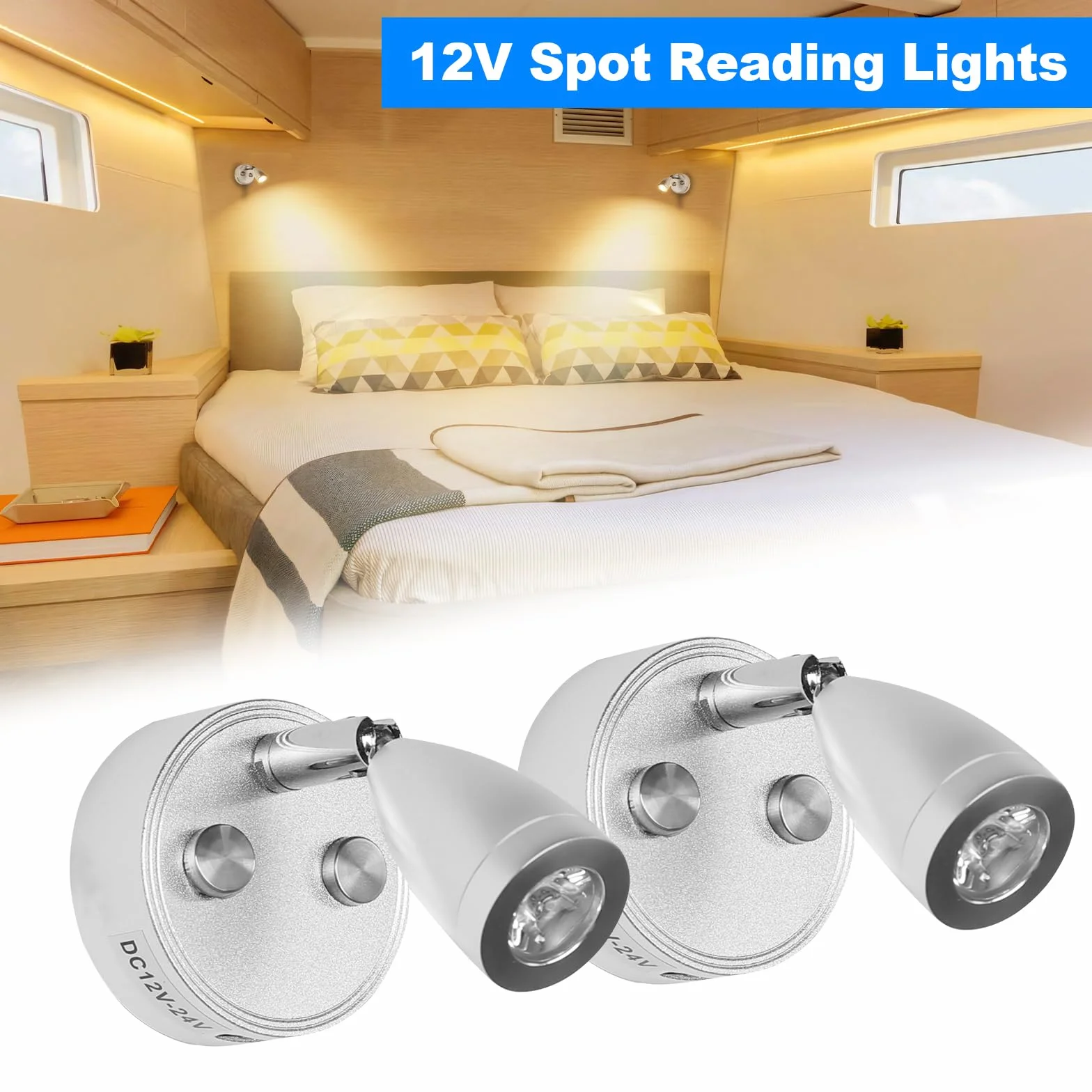 SUPAREE Światła LED 12 V do przyczepy kempingowej, kampera, ściemniane, 12 V, przełącznik dotykowy USB, 3200 K, do kampera, łodzi, 2 szt