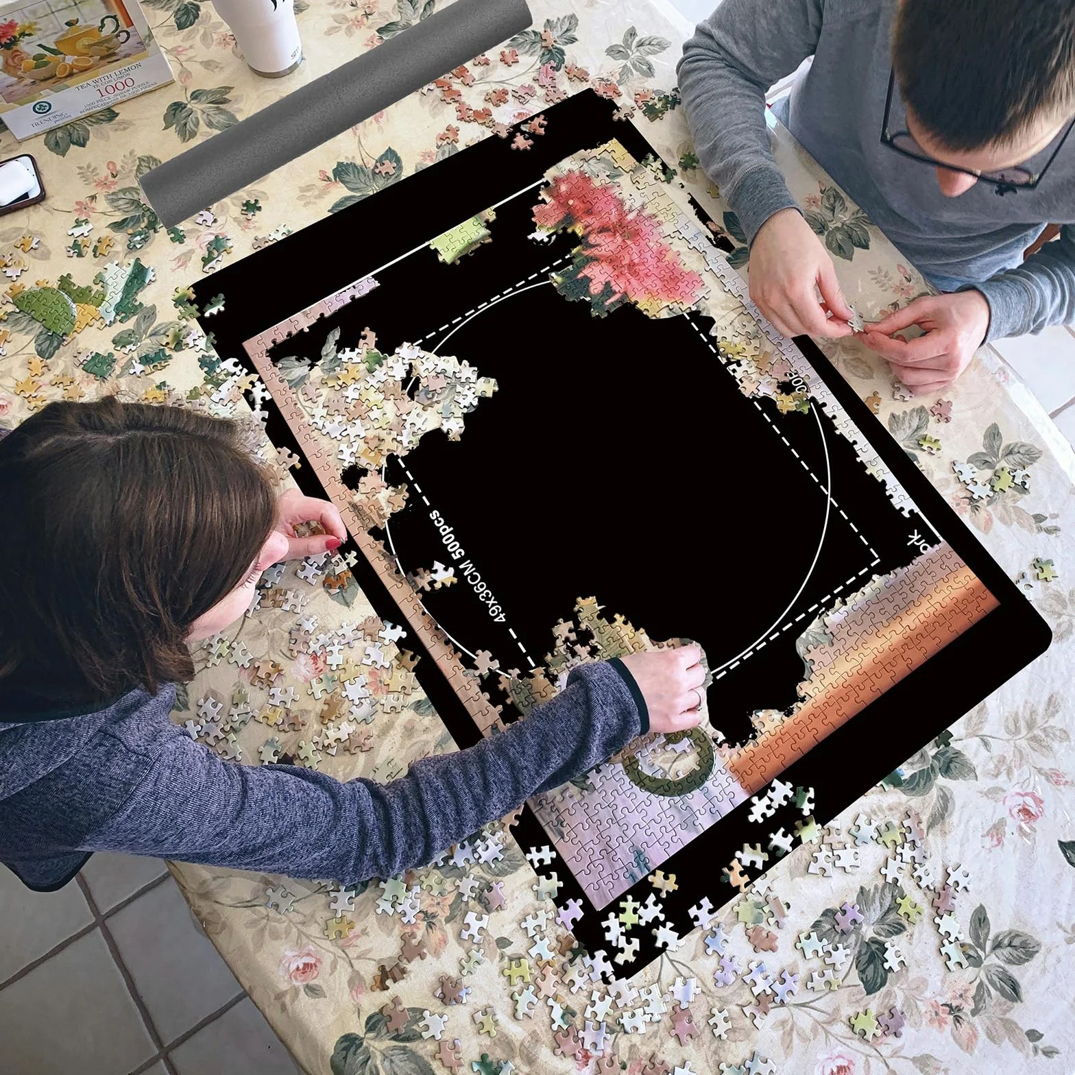 Celawork Gumowa mata do wyrzynarki, 1000 sztuk, rolka, 1000 sztuk, pasuje do 1000 500 puzzli, pasuje do puzzli