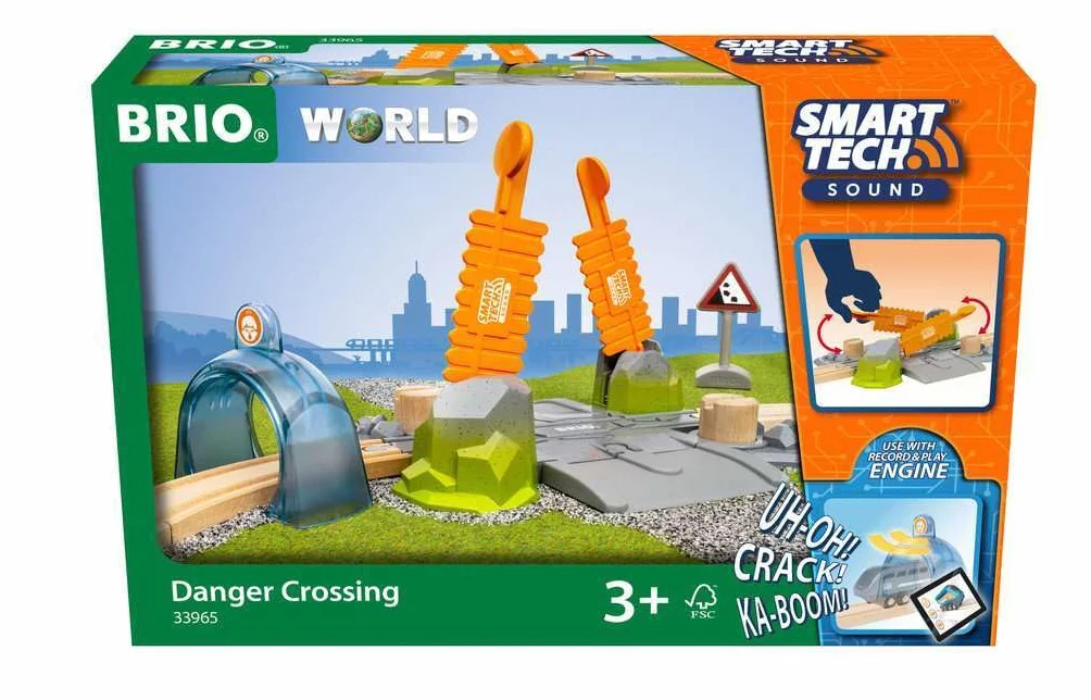 BRIO 33965 Smart Tech Sound Abenteuer-Bahnübergang - Kompatibel mit der Smart Tech Sound Reihe von BRIO - Interaktives Spielzeug empfohlen ab 3 Jahren
