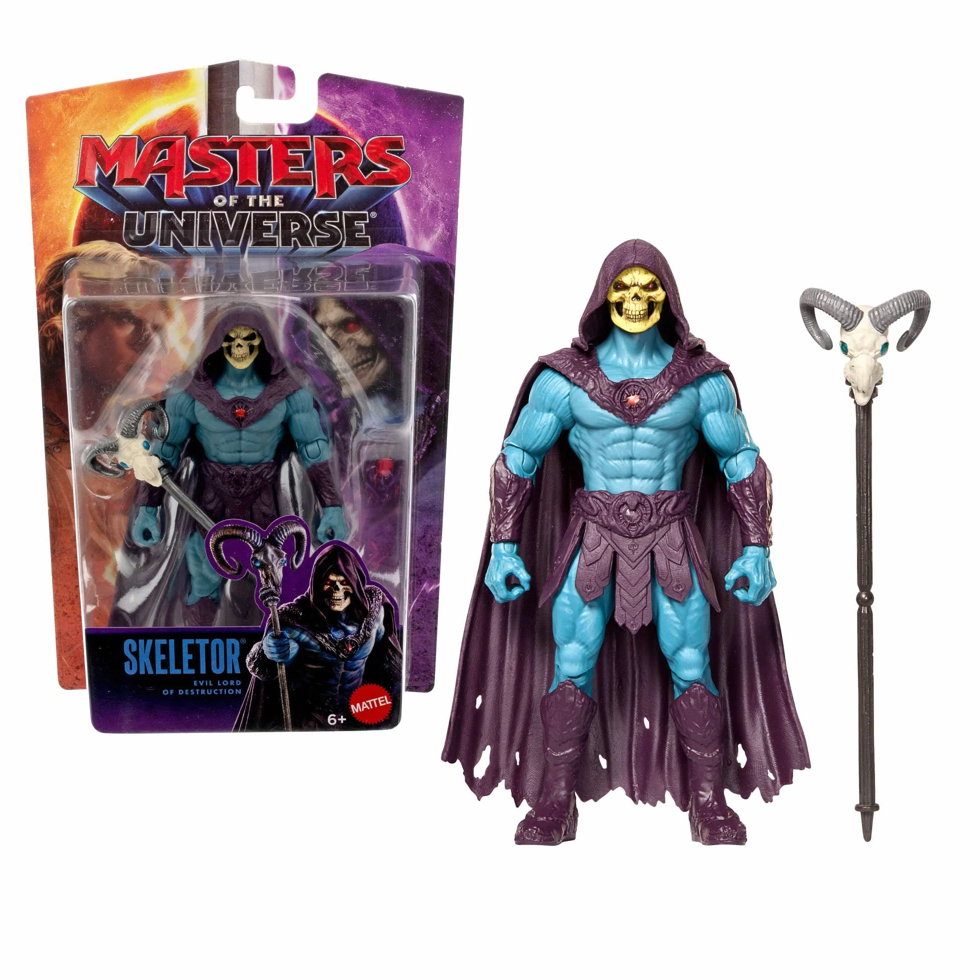 Masters of the Universe Władcy Wszechświata Film 2026 Szkieletor Figurka (ok. 14 cm w skali), złoczyńca, filmowy wygląd, 14 punktów ruchu i kostur z baranią czaszką, zabawka dla dzieci 6+, JKH92