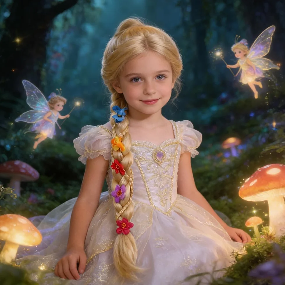 Roszpunka peruka dziecięca, TGKYK 55 cm, peruka dziecięca, blond, Roszpunka, warkocz dla dzieci, na karnawał, imprezę tematyczną, bajki (złota)