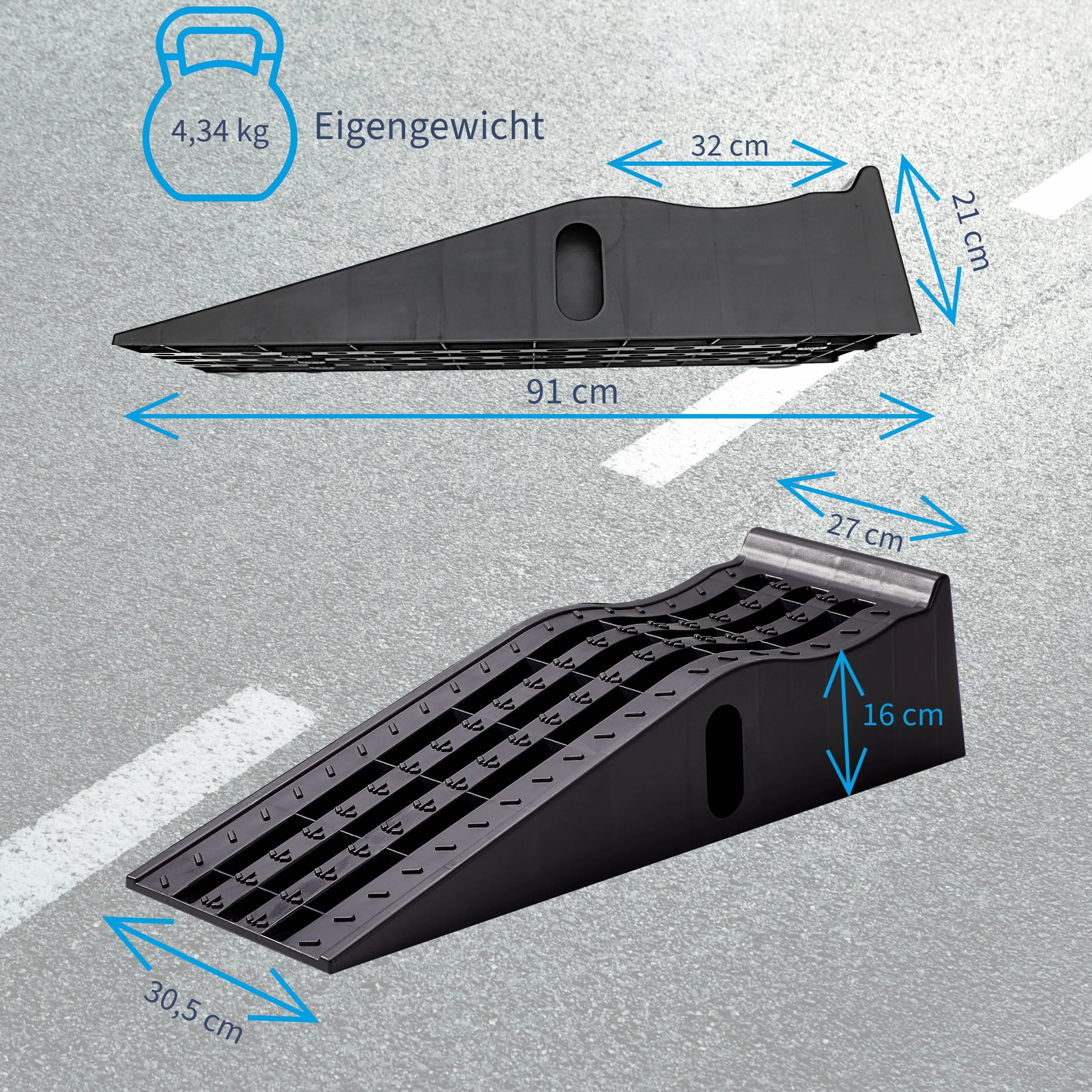 Cartrend Zestaw ramp najazdowych 3 tony 235 mm tworzywo sztuczne 2 sztuki