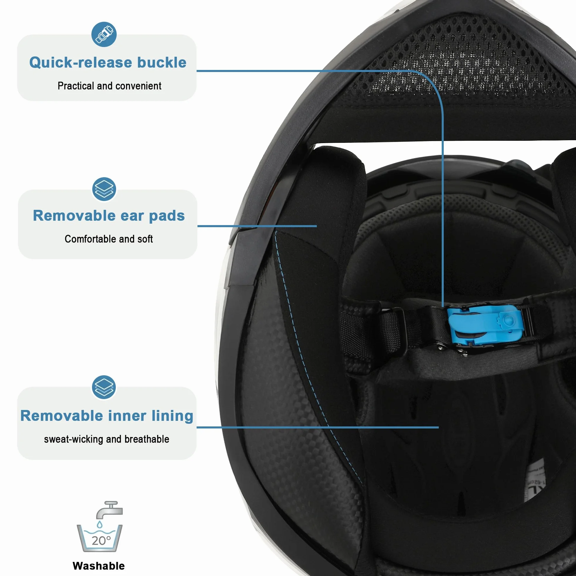 WESTT Torque kask motocyklowy z pełną twarzą I składany kask motocyklowy I odporny na wstrząsy I kask motocyklowy z pełną twarzą dla mężczyzn i kobiet I kask skuterowy I z homologacją ECE