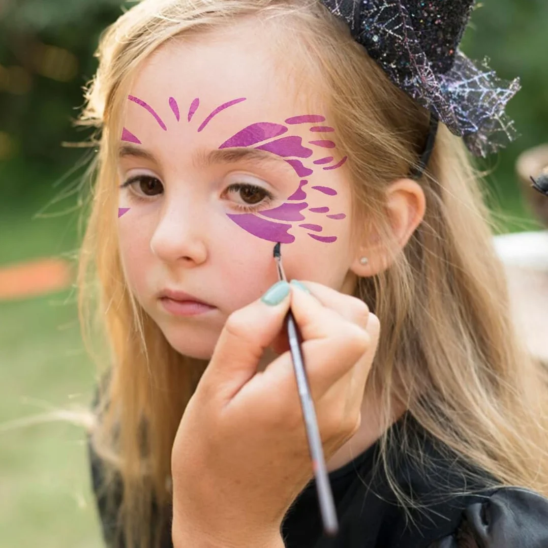 16 sztuk farby do twarzy wielokrotnego użytku szablony do malowania twarzy szablony tatuaży na Halloween szablony dla dzieci artyści