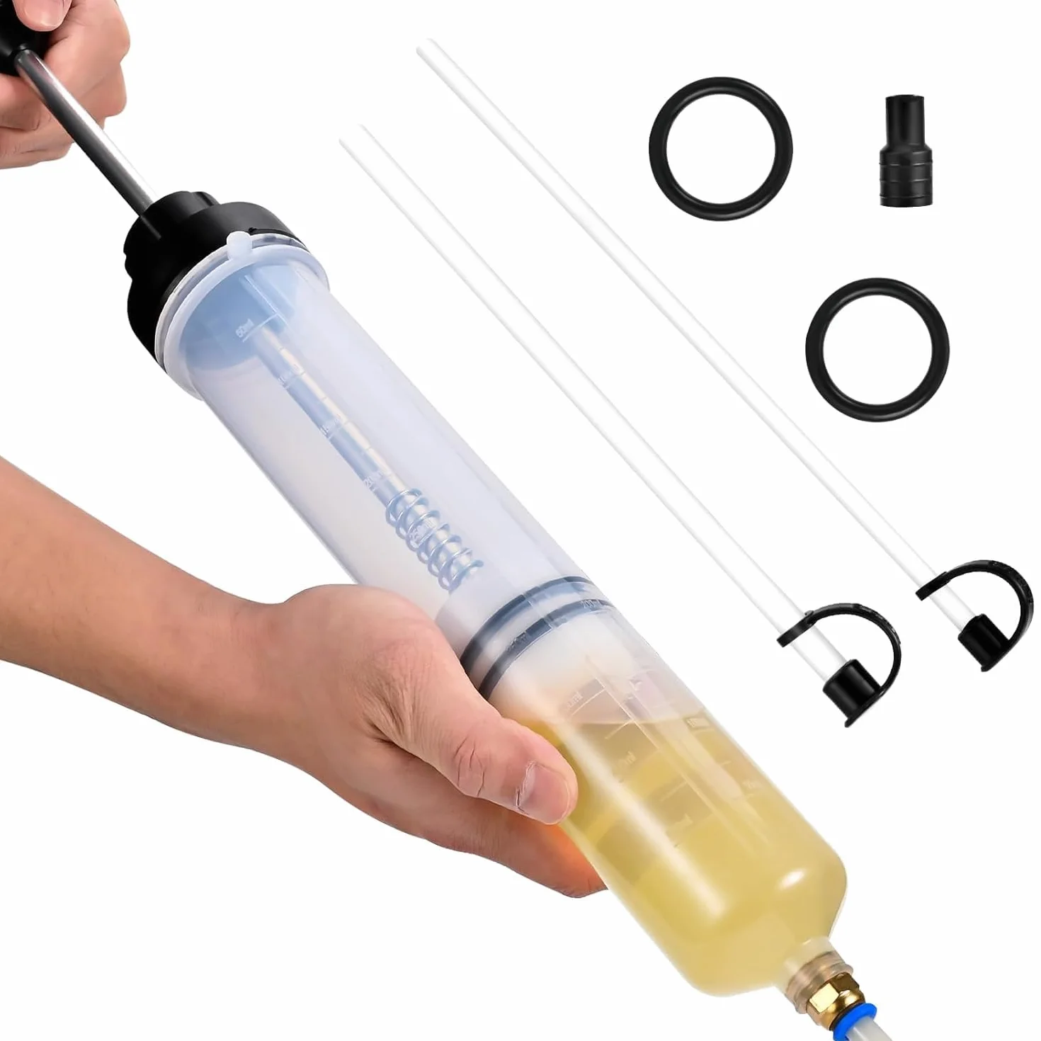 Strzykawka olejowa 500 ml pompa spustowa oleju silnikowego z 2 wężami