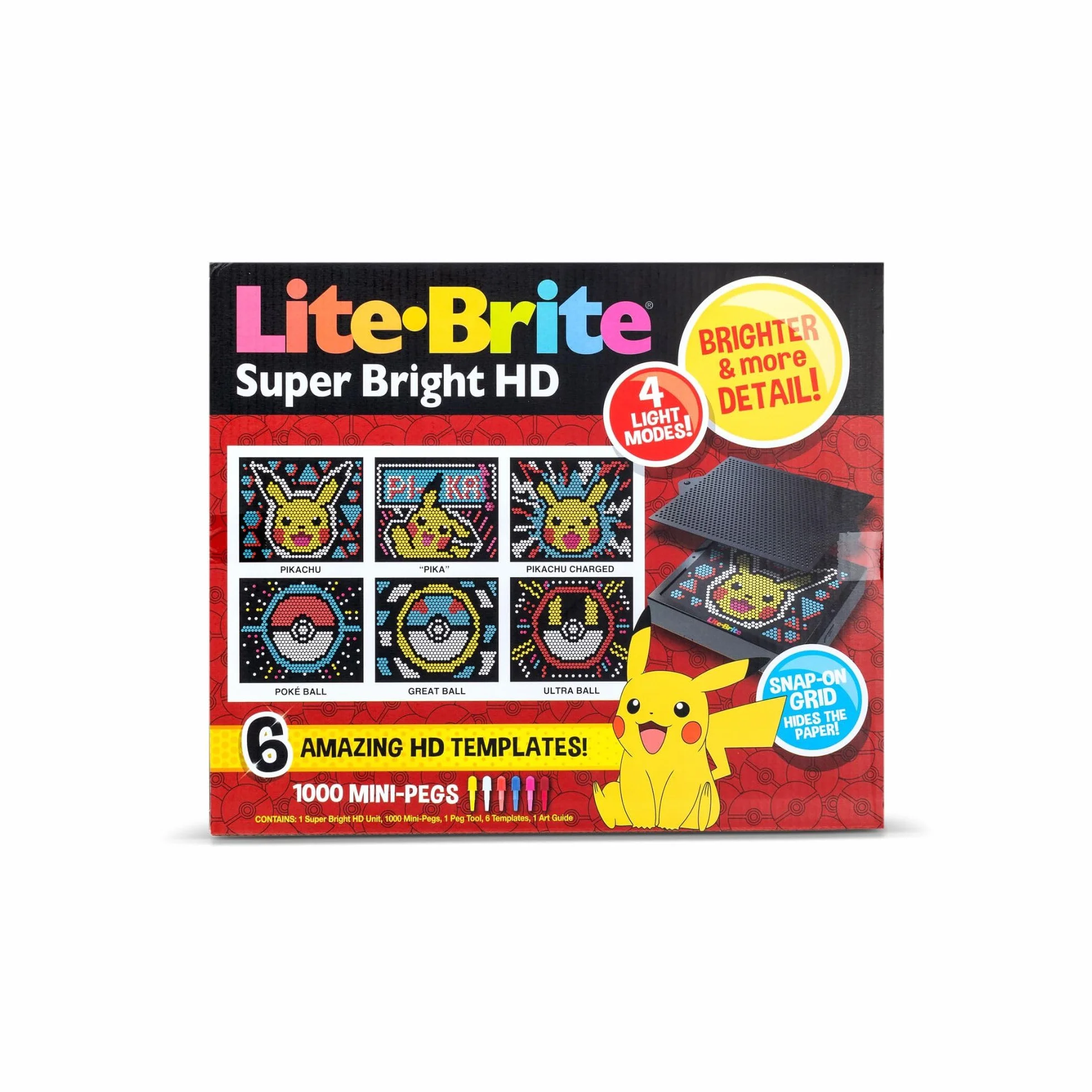 Basic Fun Lite-Brite Pokémon podświetlana tablica kreślarska LED z kolorami, świecąca zabawka dla dzieci
