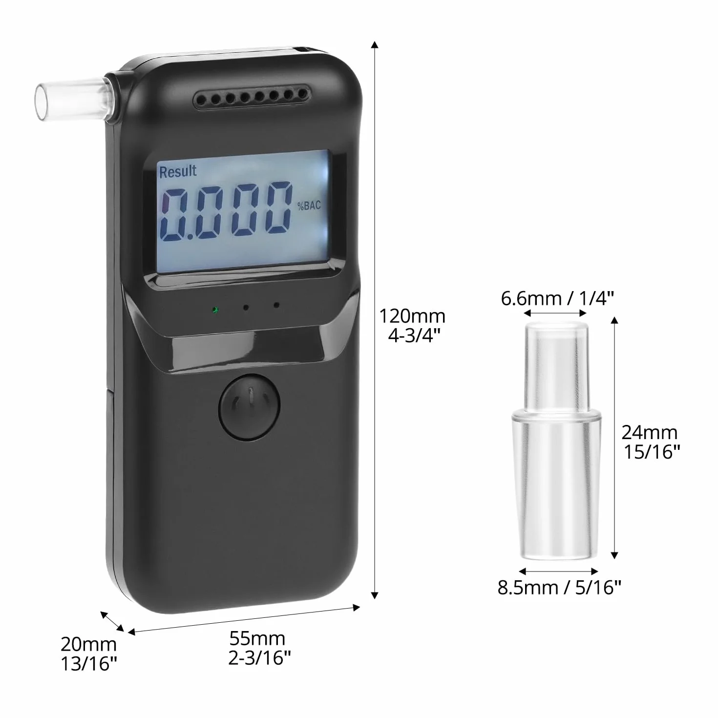 QWORK Alkomat cyfrowy z 20 ustnikami, pomiar BAC, niebieski LCD