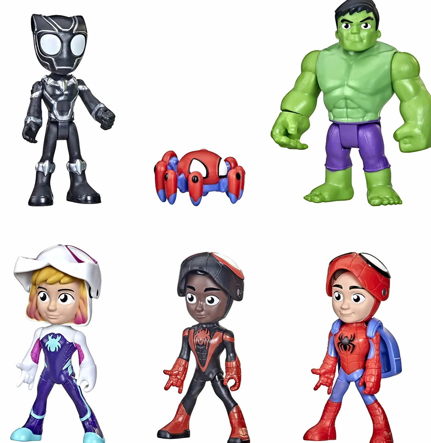 Wielopak Odkrywanie bohaterów z serialu Spidey i super-kumple Marvela z funkcją podnoszenia maski, 10-centymetrowe zabawkowe figurki, dla dzieci w wieku od 3 lat