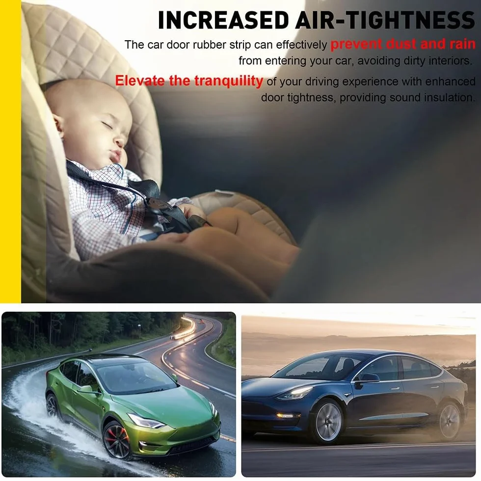 Zestaw uszczelek dźwiękoszczelnych do samochodu Tesla Model 3 Highland 2025-2026, gumowe uszczelki na całe nadwozie, paski tłumiące hałas wiatru, zestawy dźwiękoszczelne