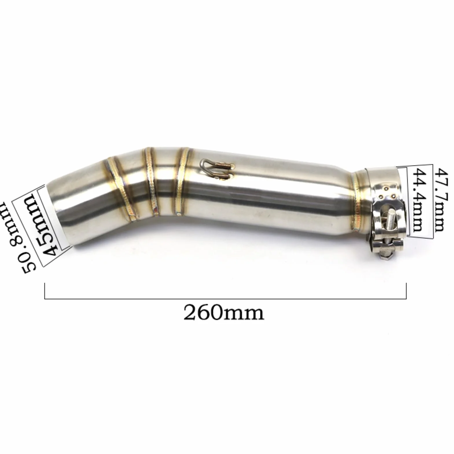 Jadeshay Rura wydechowa do motocykla, rura wydechowa 51 mm, średnia rura wydechowa ze stali nierdzewnej do CBR500R CB500X CBR500 CB500F (srebrna)