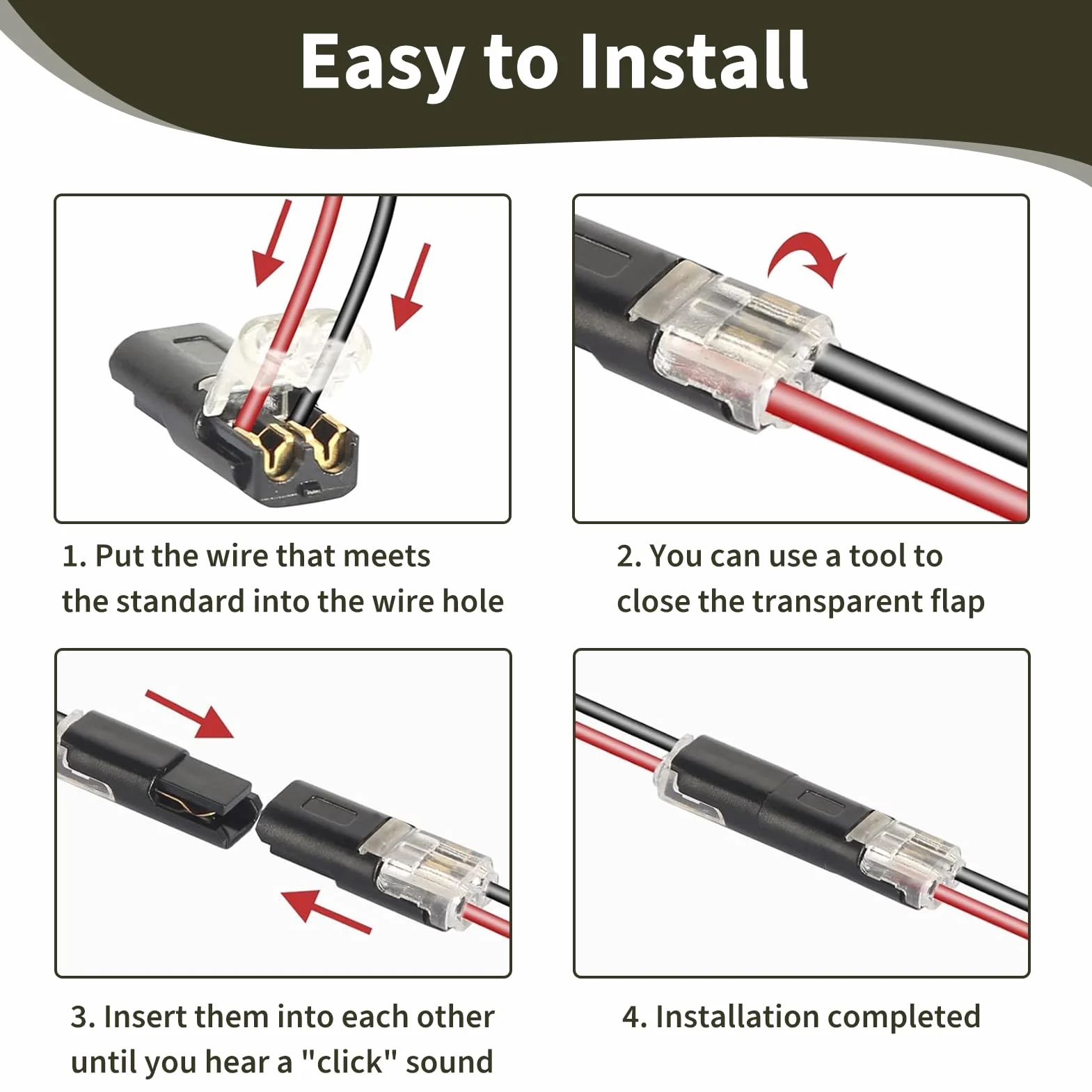 30 sztuk złączy kablowych 18-22 AWG, 2-pinowe złącze LED do samochodu, wodoodporne złącze 12 V, szybkie, 2-przewodowe, szybkozłączka do motocykli, łodzi, LED, oświetlenie zewnętrzne
