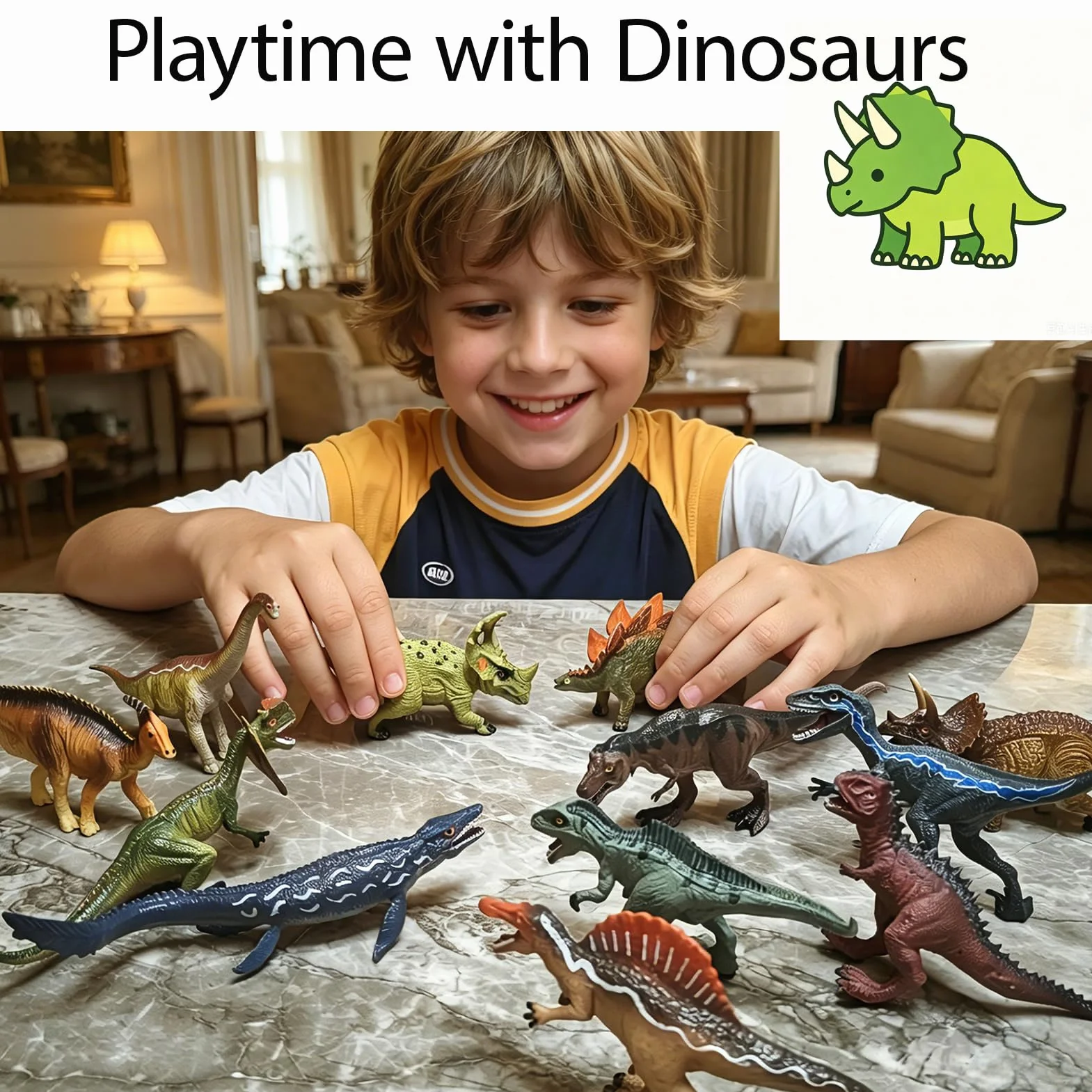 Zestaw 12 zabawek dinozaurów, realistyczne figurki dinozaurów dla dzieci, wierne modele od 3 lat, fanów dinozaurów, Tyranozaur Rex, Giganotozaur