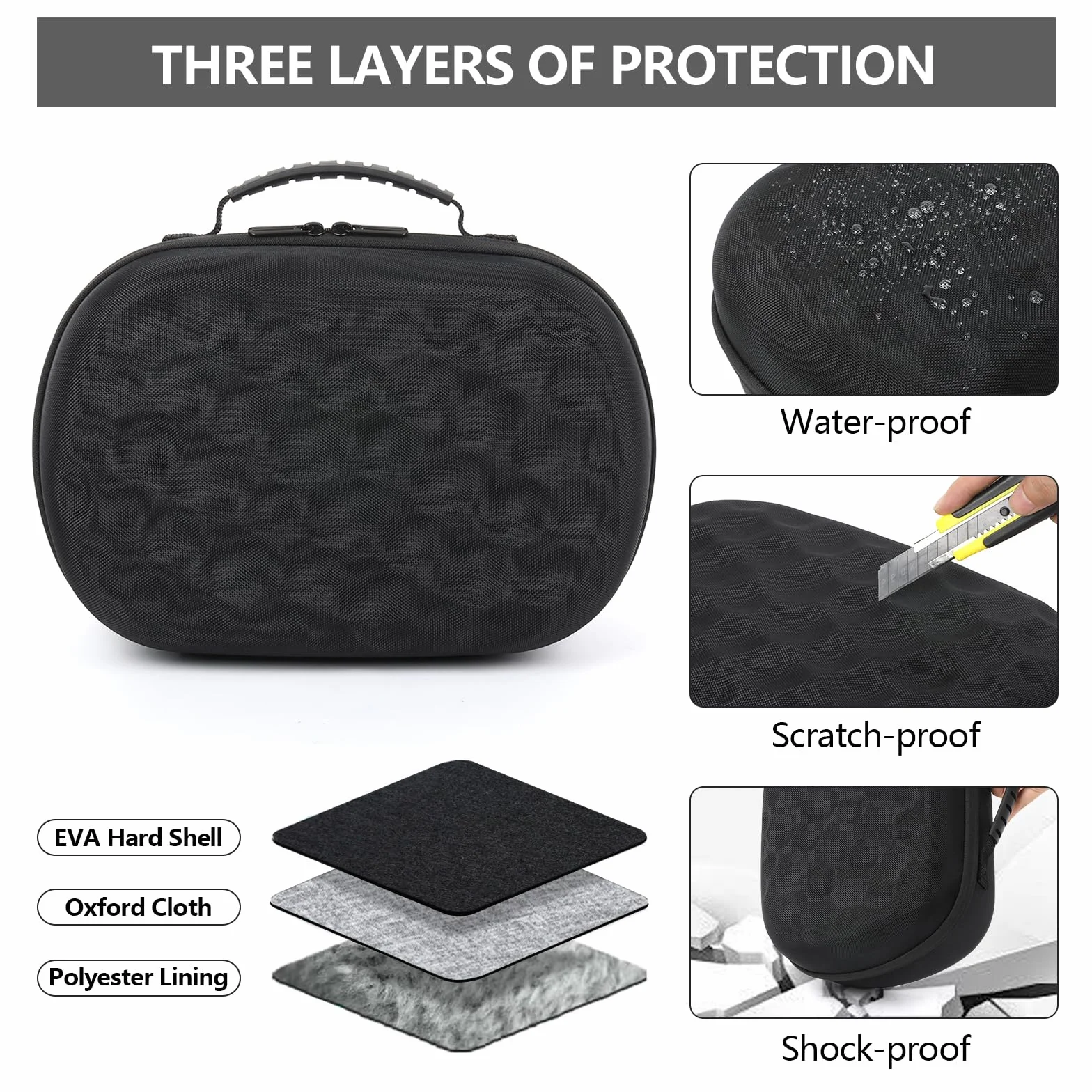 Etui do Meta Quest 3S, EVA, twarde etui kompatybilne z BOBOVR M3 Pro/Kiwi Design/opaska na głowę AMVR, zestaw słuchawkowy, kontroler i akcesoria, organizer podróżny VR, etui / walizki