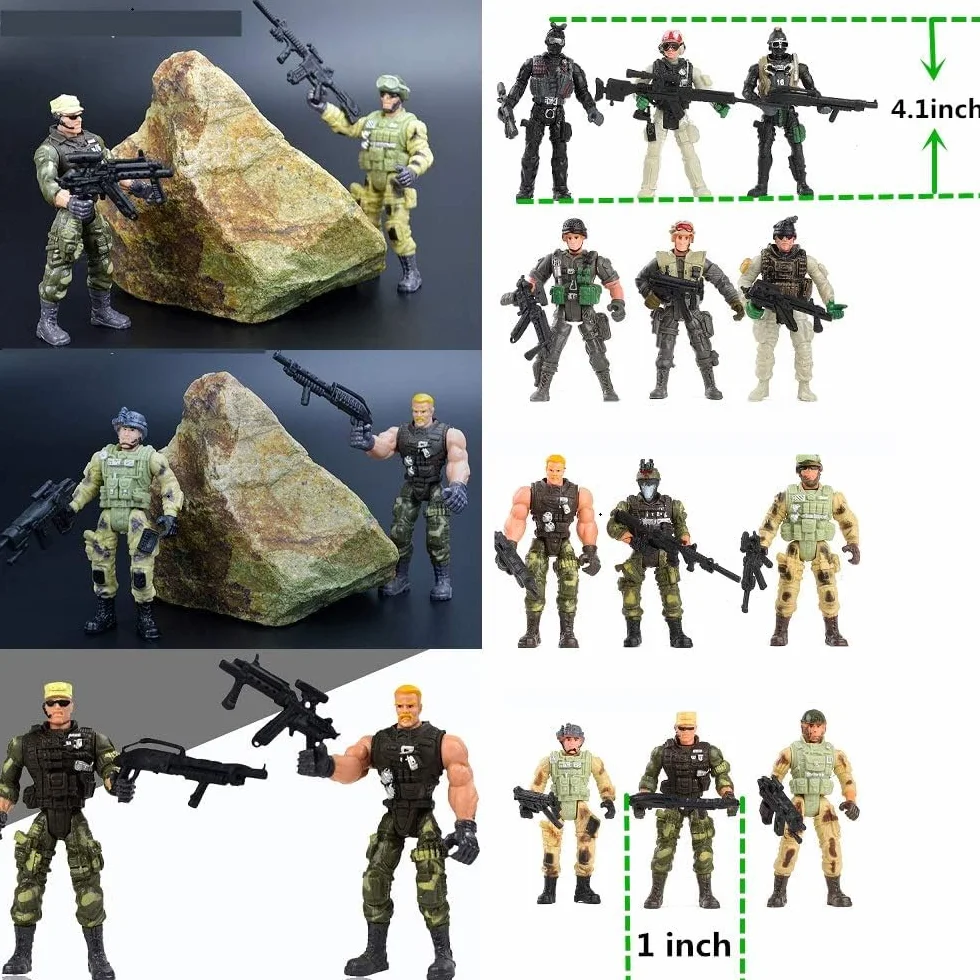 Special Forces Army Men Combat SWAT Soldier, figurki akcji, zabawka, żołnierze od 3 lat, z akcesoriami do broni wojskowej i zdejmowanymi nogami, regulowane najlepsze zabawki, figurki akcji